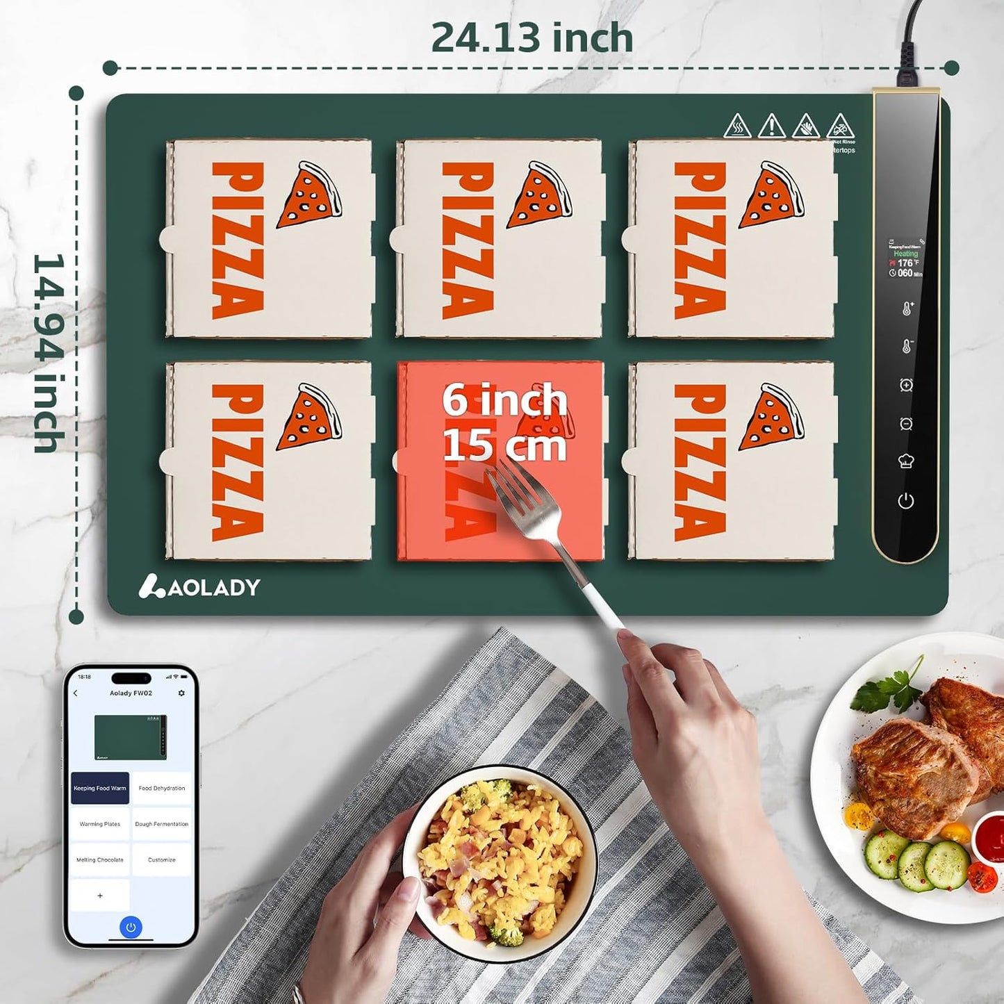 App-Controlled Warming Mat for Food – Portable Buffet Tray & Party Food Warmer