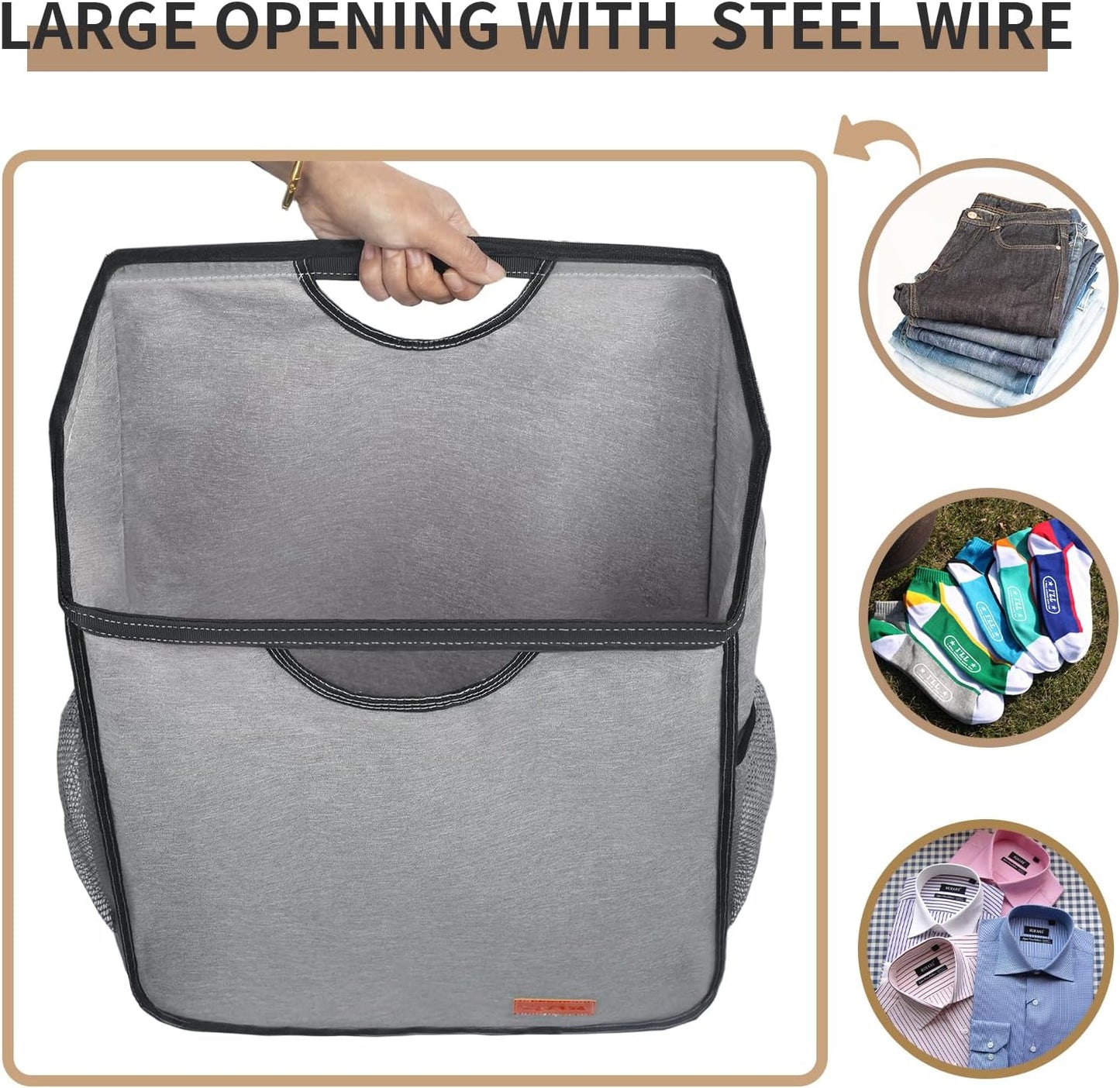 Over-the-Door Hanging Laundry Hamper – Large Capacity Bag with Metal Rim Opening