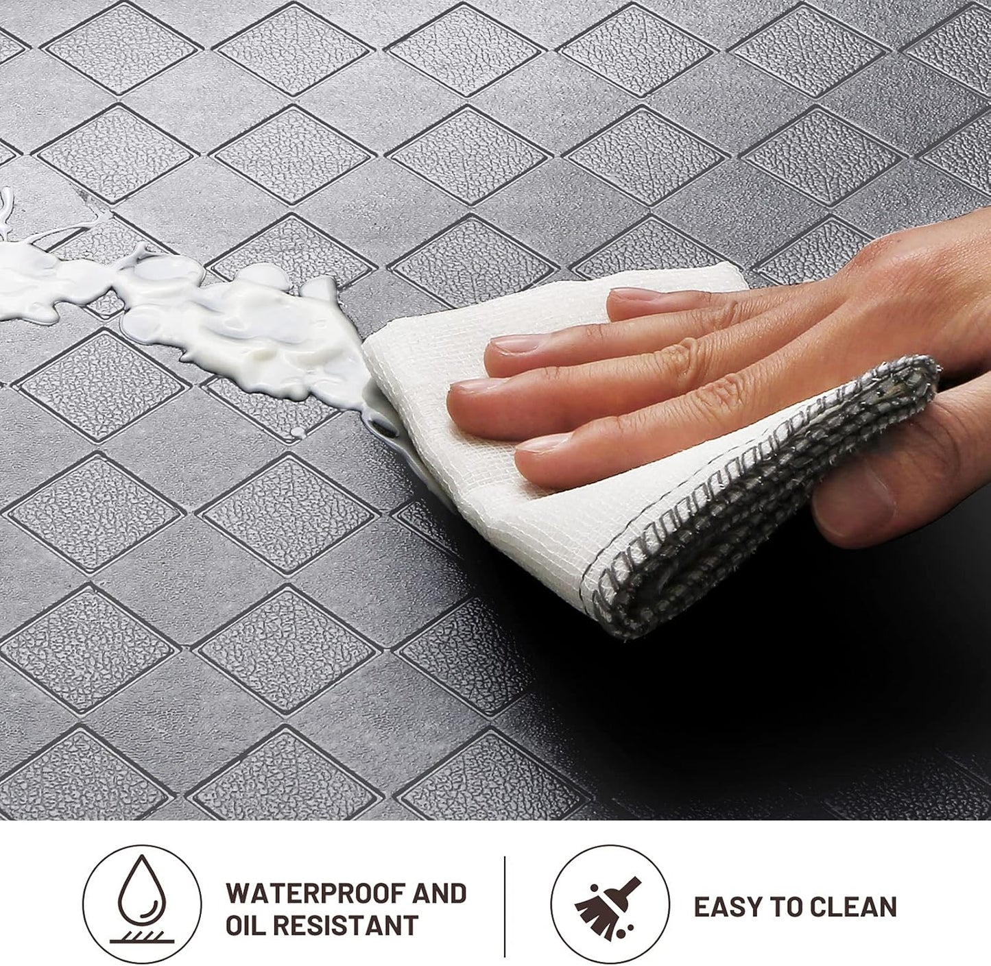 HappyTrends Grey Anti-Fatigue Kitchen Mat – Cushioned Ergonomic Floor Rug 17.3"x28", Waterproof & Non-Slip