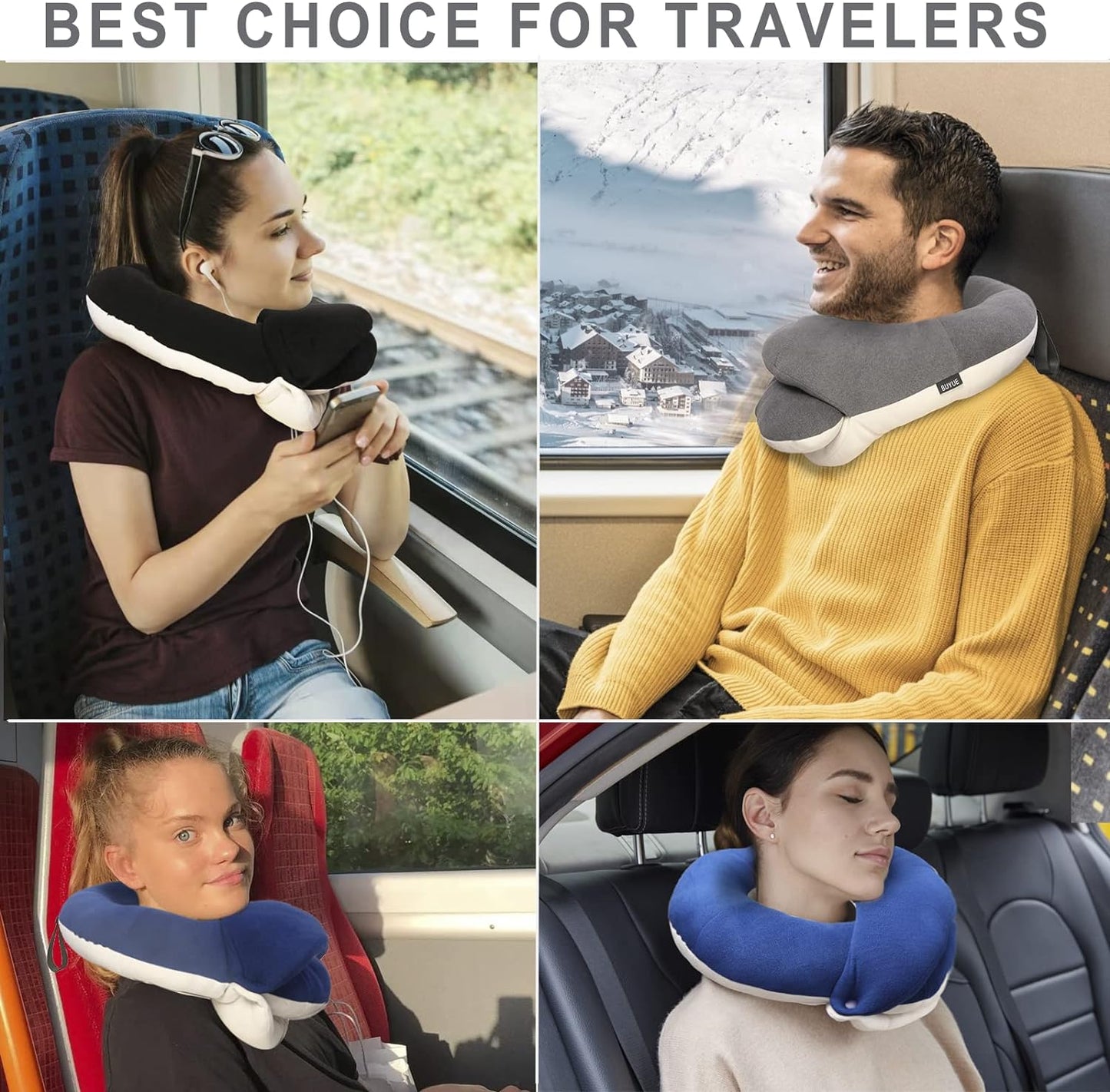360° Travel Neck Pillow Kit – Breathable Head Support with Eye Mask, Earplugs & Storage Bag (Black)