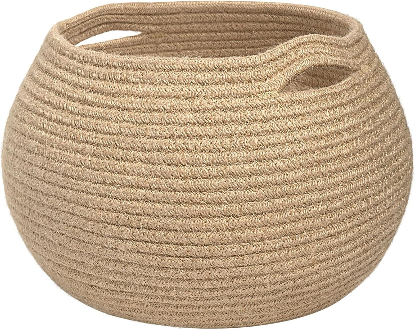Small Round Jute Wicker Basket – Woven Storage Bin for Toys, Towels & Indoor Decor (10” x 8.3”)