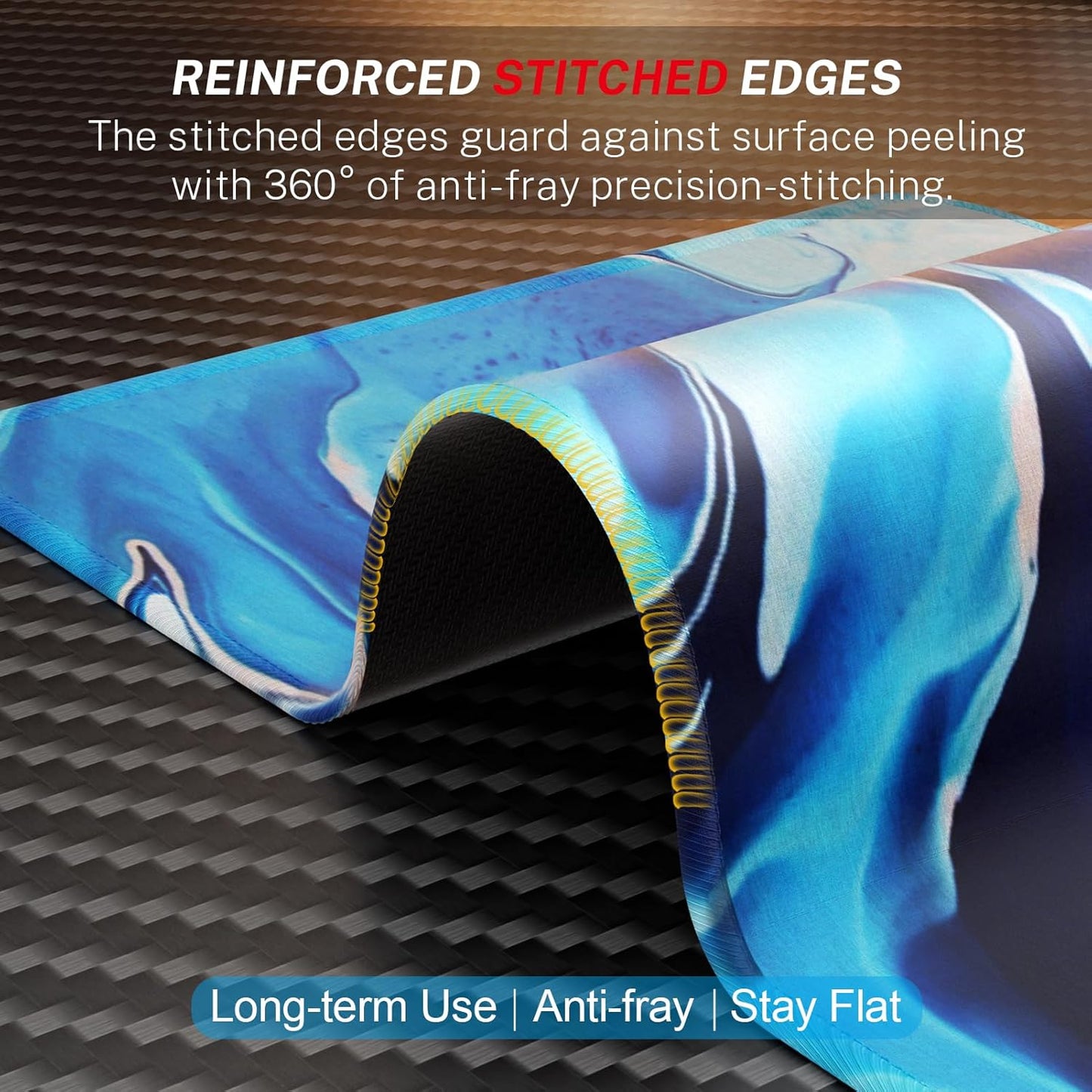 Premium XL Mouse Pad – 30% Larger Waterproof Gaming & Office Mat with Anti-Fray Edges, Blue Waves