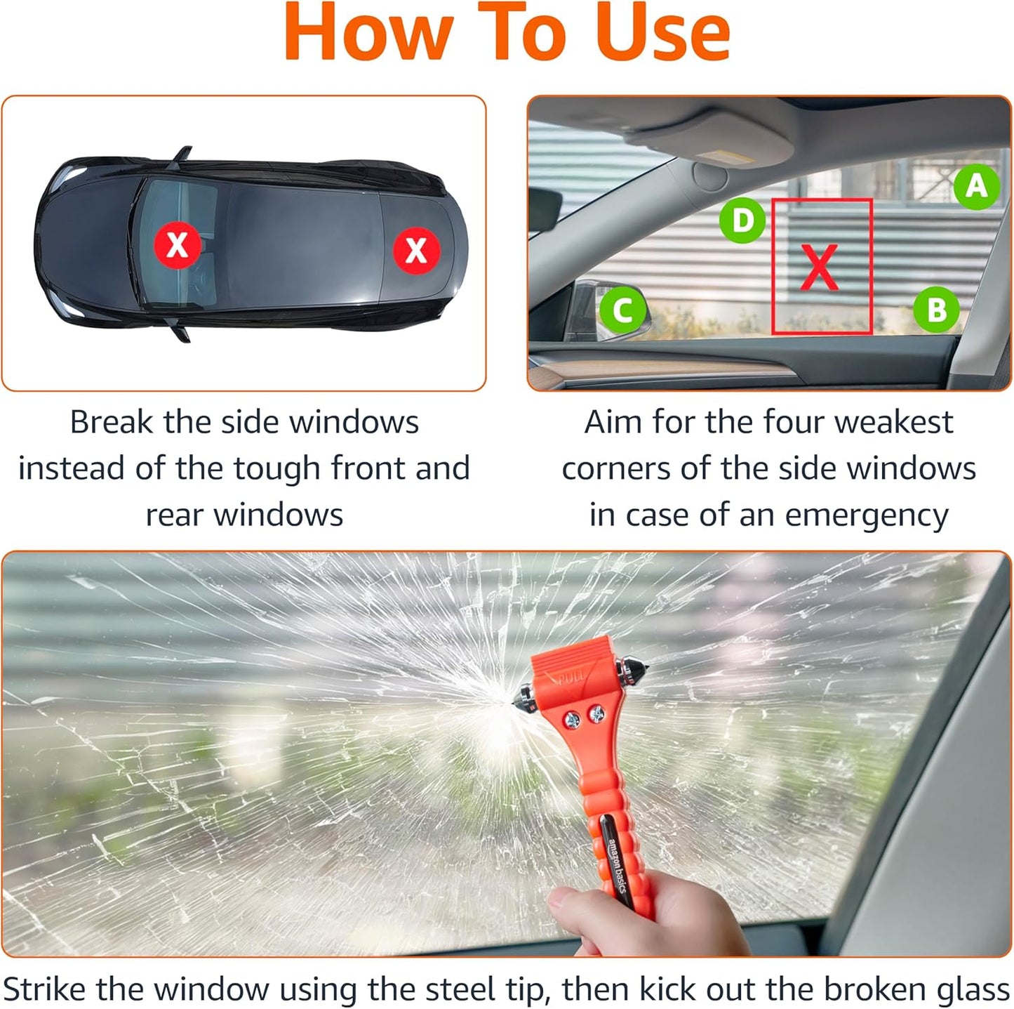 2-Pack Emergency Seat Belt Cutter & Window Hammer Tool – Car Escape Safety Tool for Vehicles