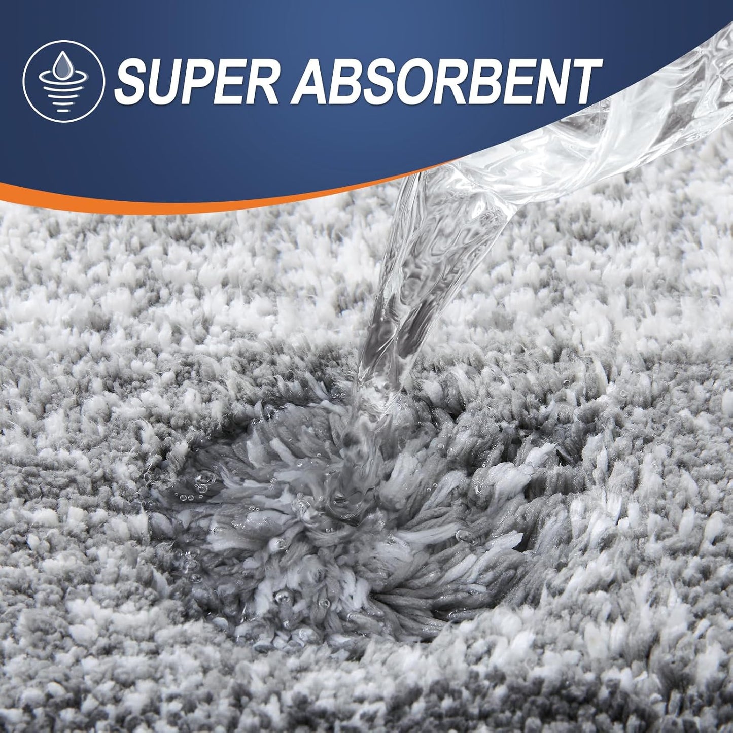 3-Piece Bathroom Rug Set – Soft Shaggy Microfiber Mats with Toilet Contour (Grey)