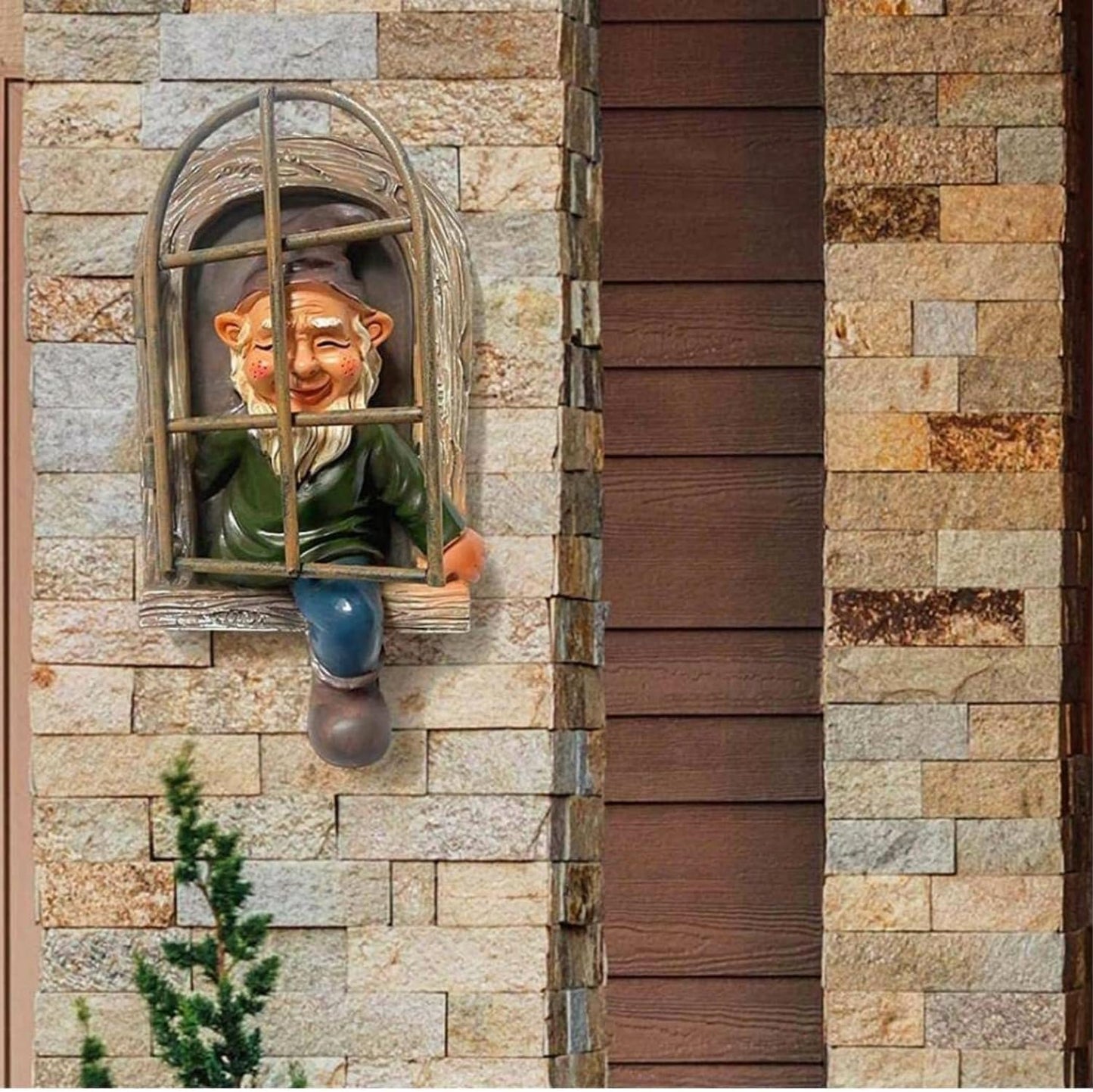 5.7" Funny Garden Gnome Tree Hugger – Whimsical Hanging Elf Peeker for Trees, Resin Outdoor Decoration for Yard, Lawn, Porch, or Patio