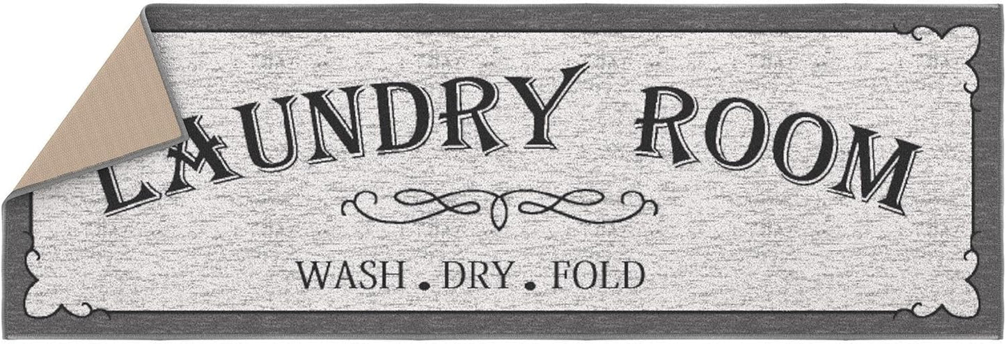 20"x59" Non-Slip Laundry Room Rug – Durable Gray Runner Mat for Entryway, Bathroom & Mudroom