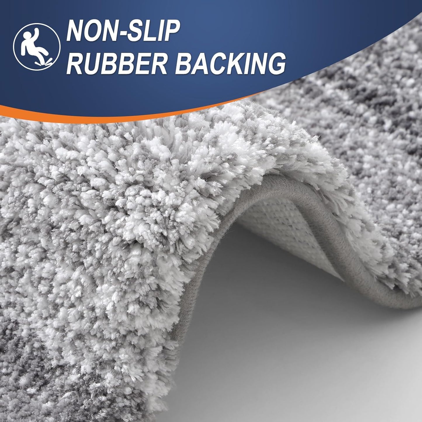 3-Piece Bathroom Rug Set – Soft Shaggy Microfiber Mats with Toilet Contour (Grey)
