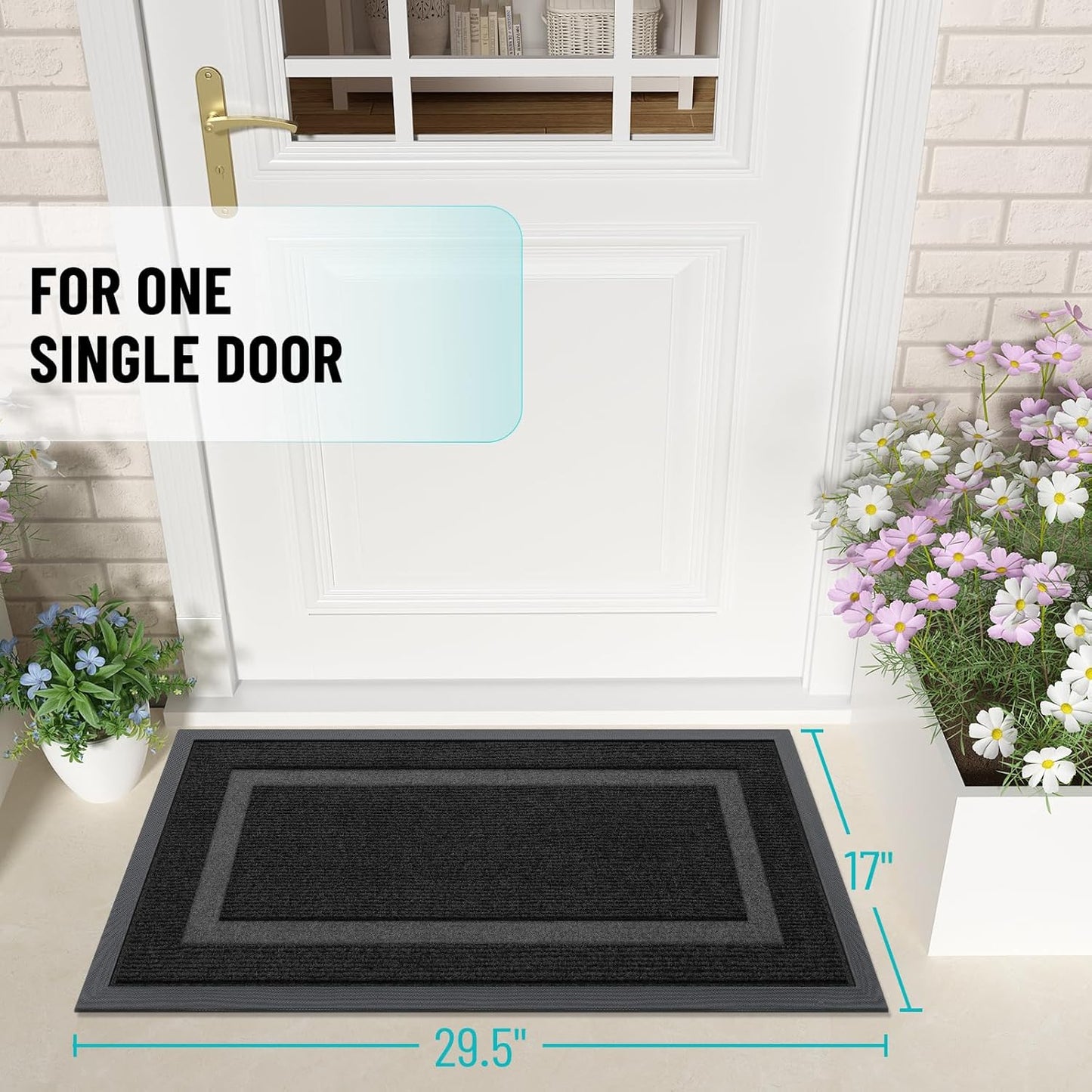 Waterproof Front Door Mat – 29.5x17” Fade-Resistant Entryway Rug with Natural Rubber Backing, Indoor Outdoor All-Season Use
