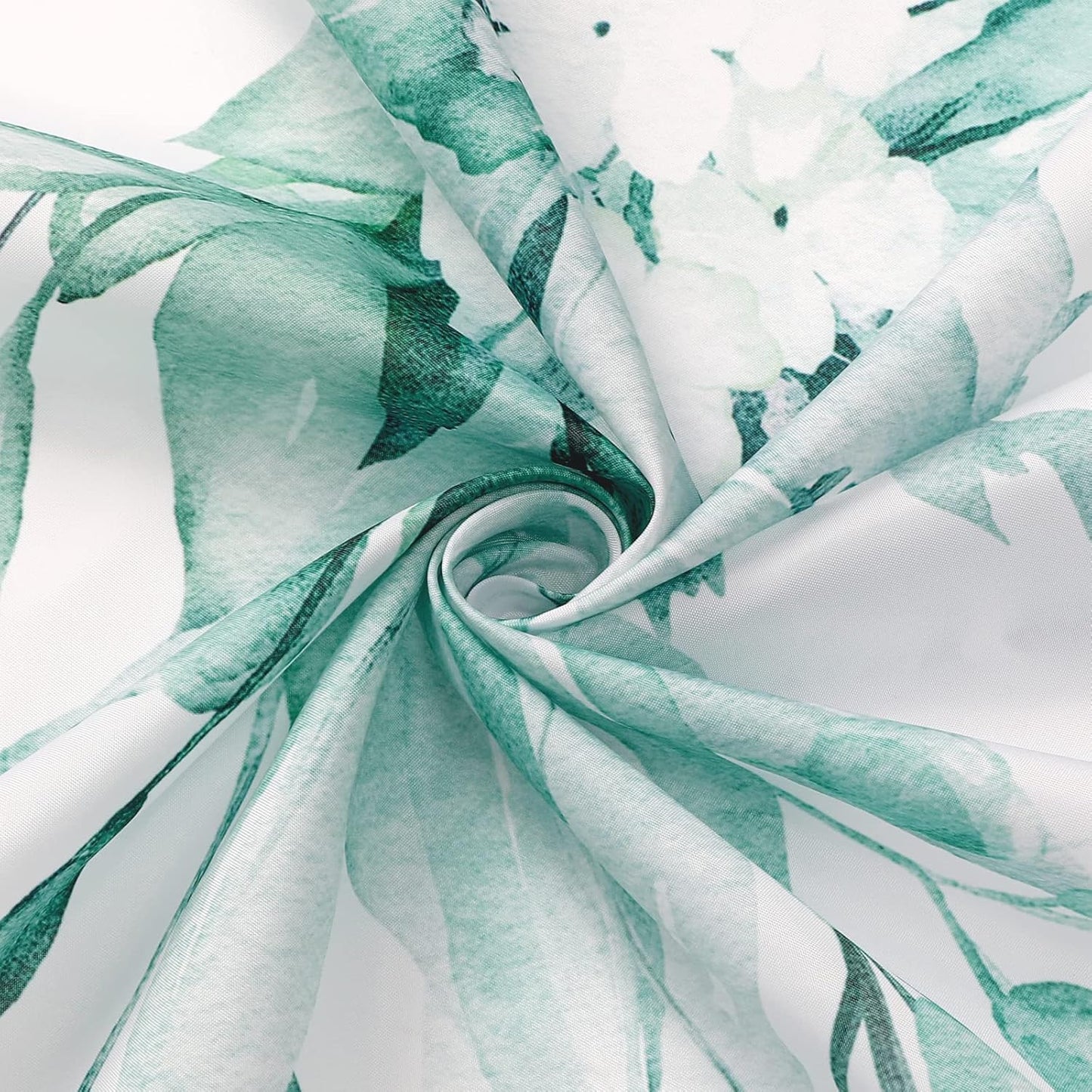 Teal Eucalyptus Shower Curtain, Watercolor Plant Leaves with Floral Bathroom Shower Curtain Set with Hooks, 72X72