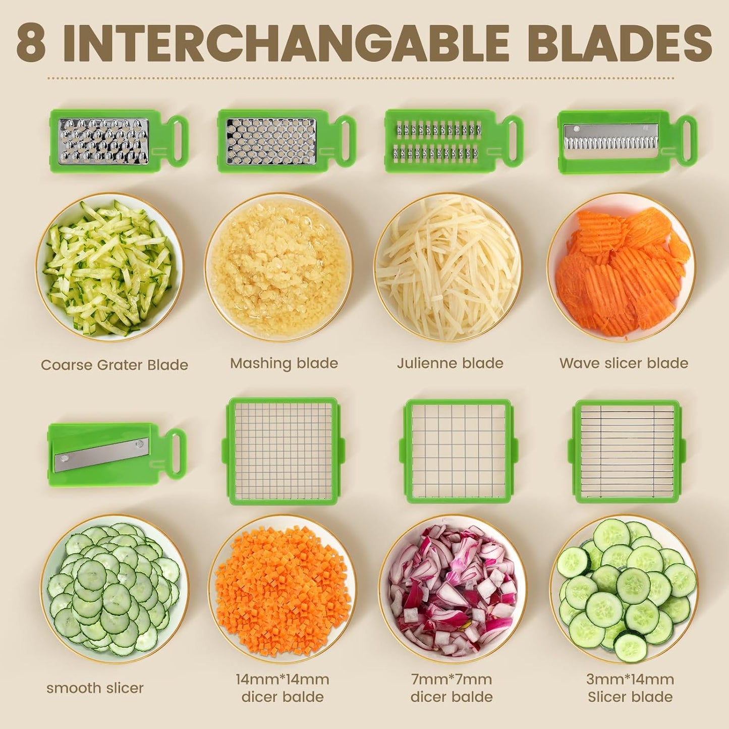 16-in-1 Vegetable Chopper & Spiralizer – Multi-Blade Onion Cutter with Container