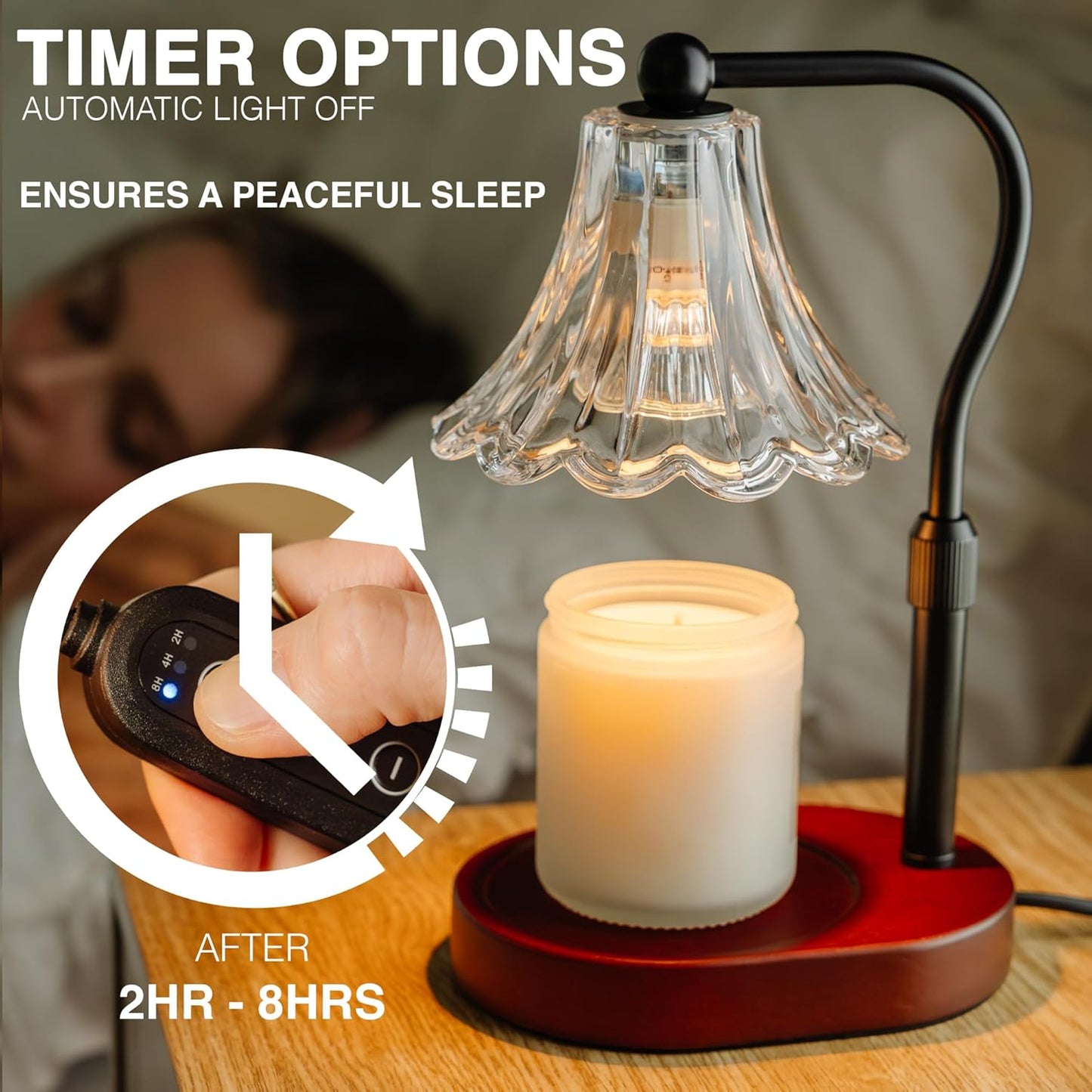 Candle Warmer Lamp with Timer & Dimmer – Adjustable Height Vintage Wax Melter for Scented Jars & Home Decor