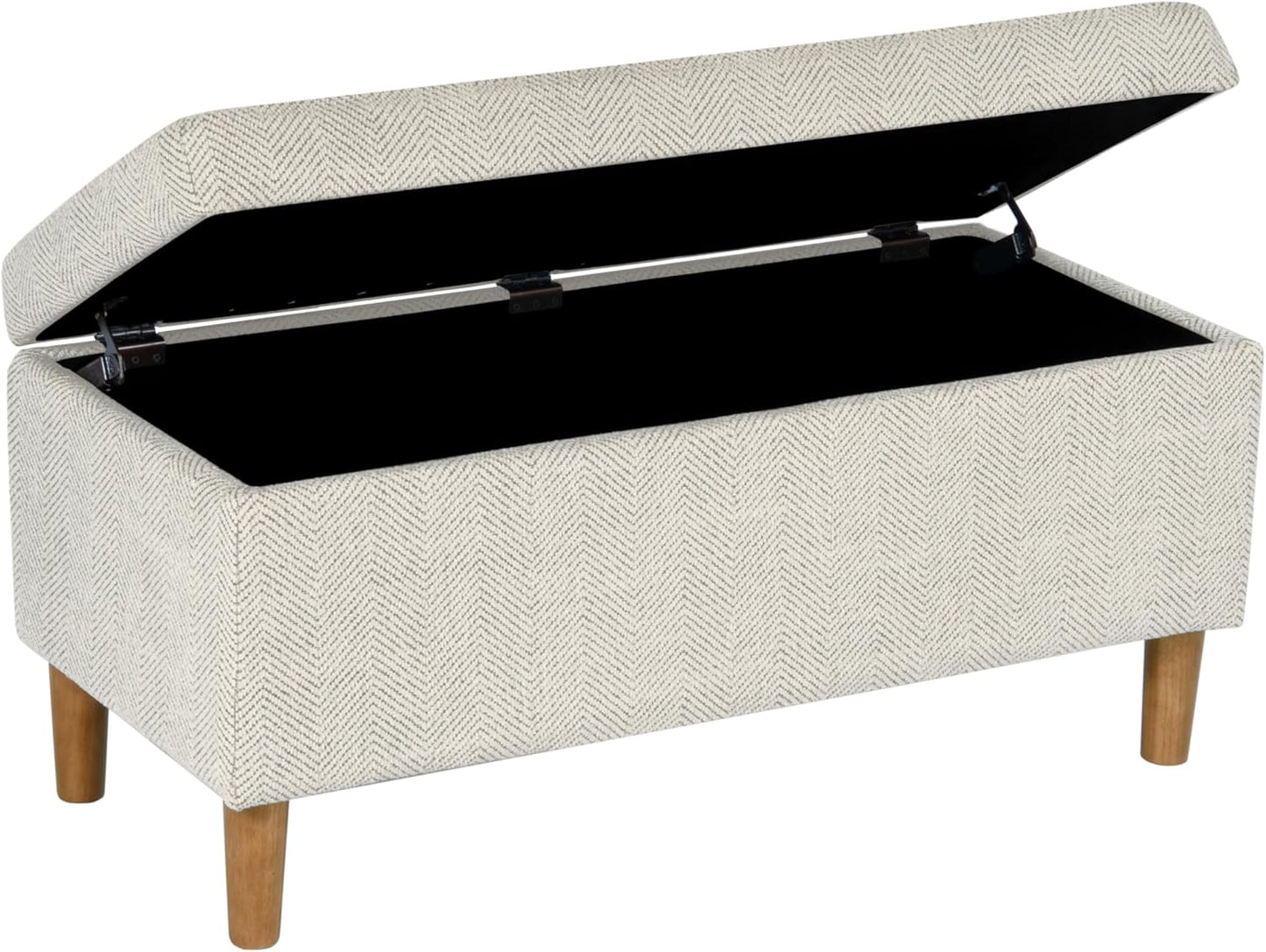 Malmo Cream Chevron Woven Storage Bench – Decorative Entryway or Bedroom Organizer