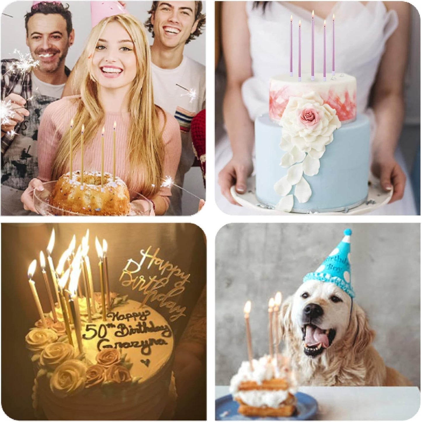 Elegant Gold Metallic Birthday Candles – Long Thin Cake Candles for Parties & Weddings