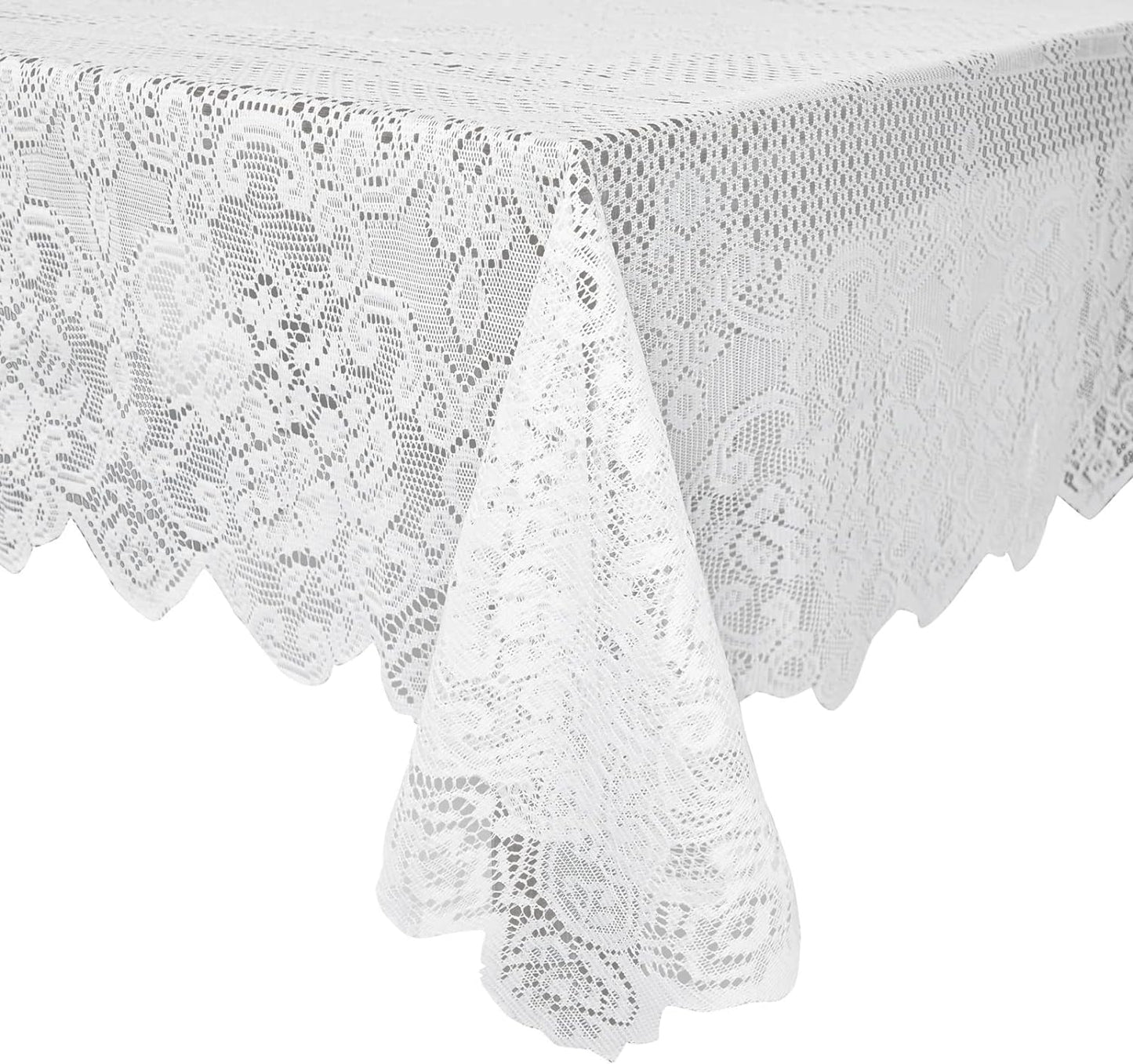 White Lace Tablecloth – 54x72" Vintage Rectangular Table Cover for Weddings, Baby Showers, Tea Parties & Home Decor