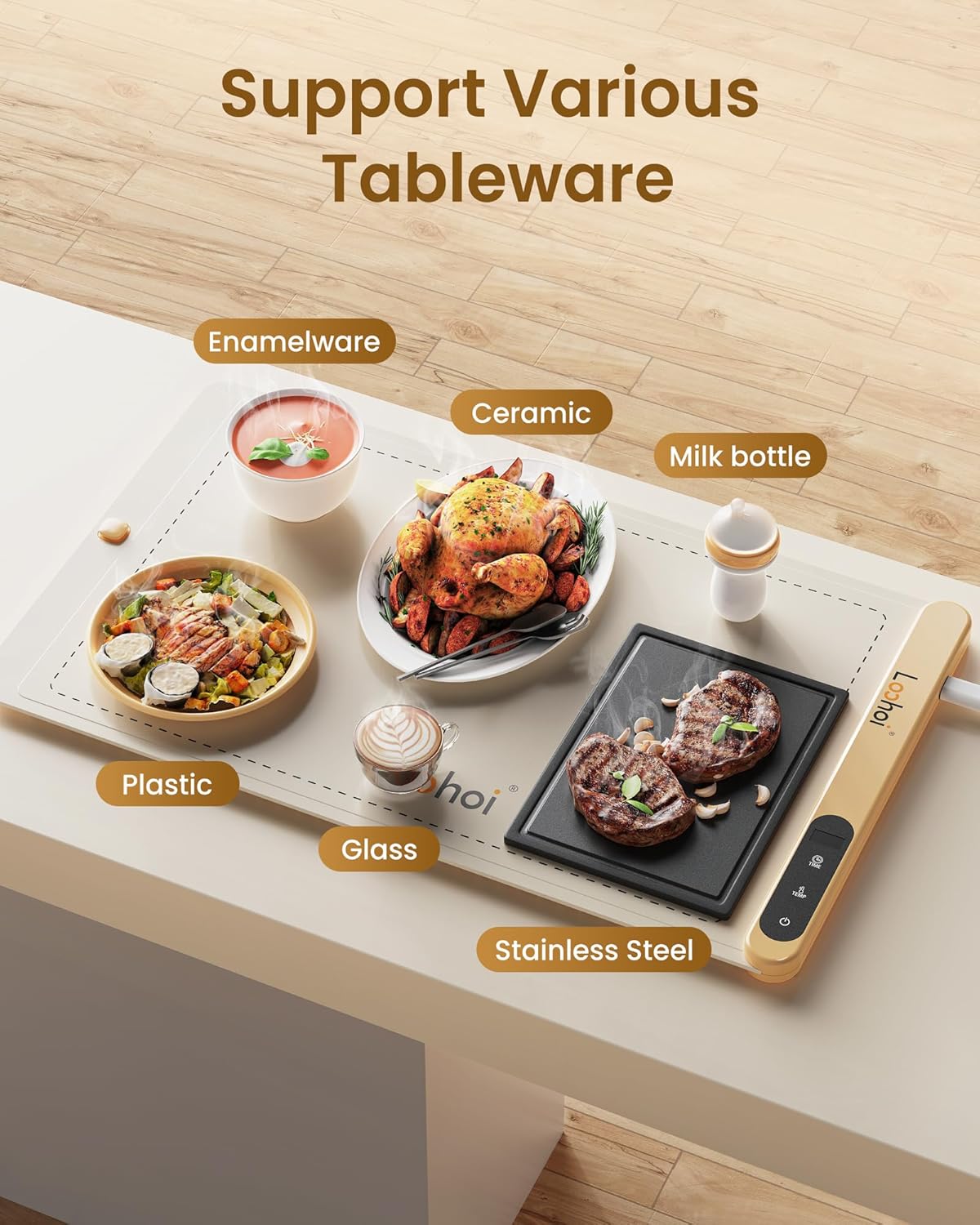 Full-Surface Electric Warming Mat – Adjustable Heat Silicone Tray for Parties & Everyday Use