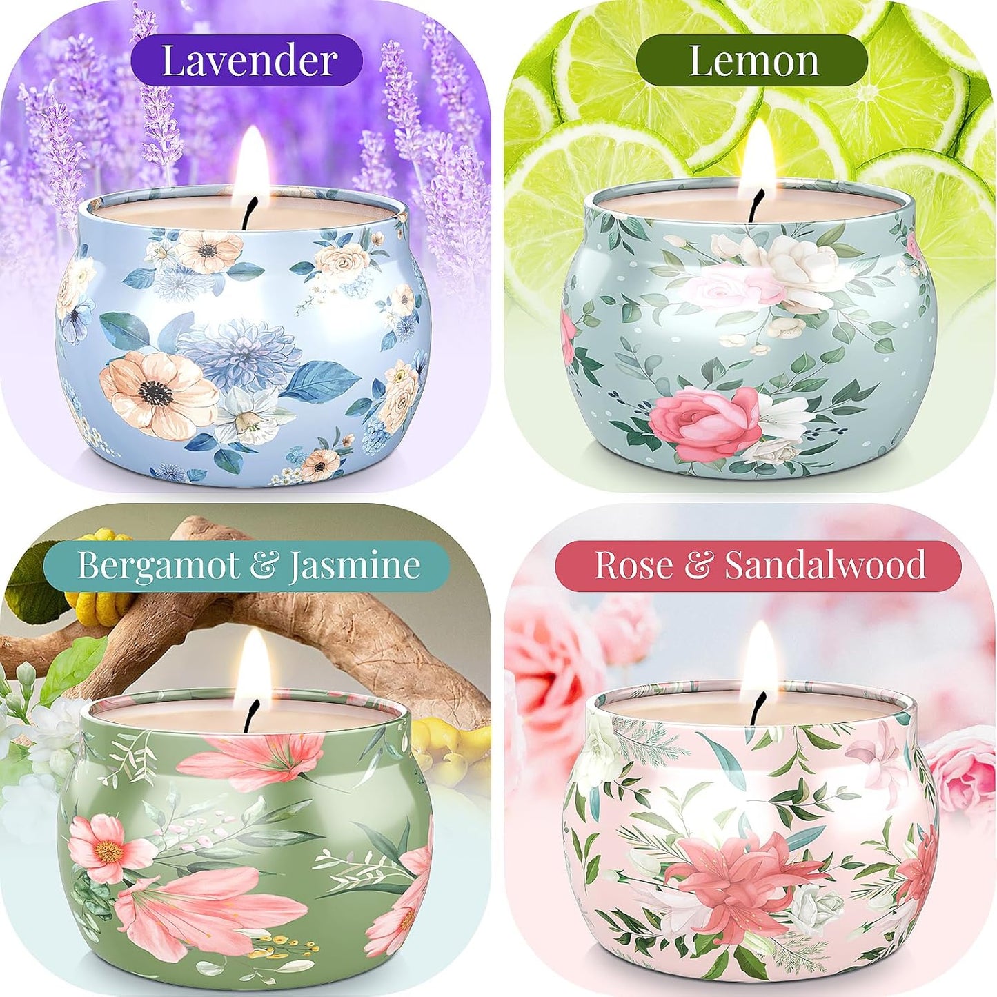 Scented Candle Gift Set – 4-Pack 17.6oz Soy Candles, Long-Lasting Aromatherapy for Men & Women, Ideal Birthday & Father's Day Present