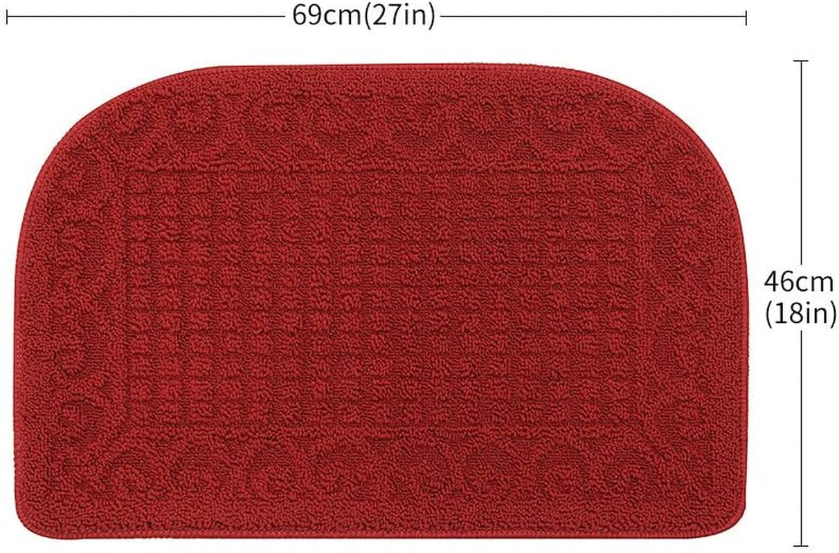 Half Round Anti-Fatigue Kitchen Mat – 27"x18" Non-Slip, Machine Washable Rug (Burgundy)