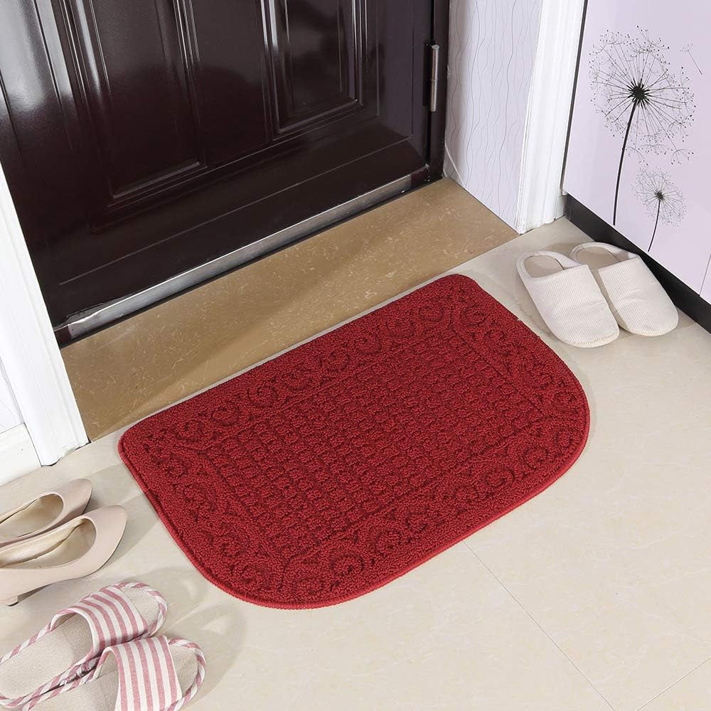 Half Round Anti-Fatigue Kitchen Mat – 27"x18" Non-Slip, Machine Washable Rug (Burgundy)