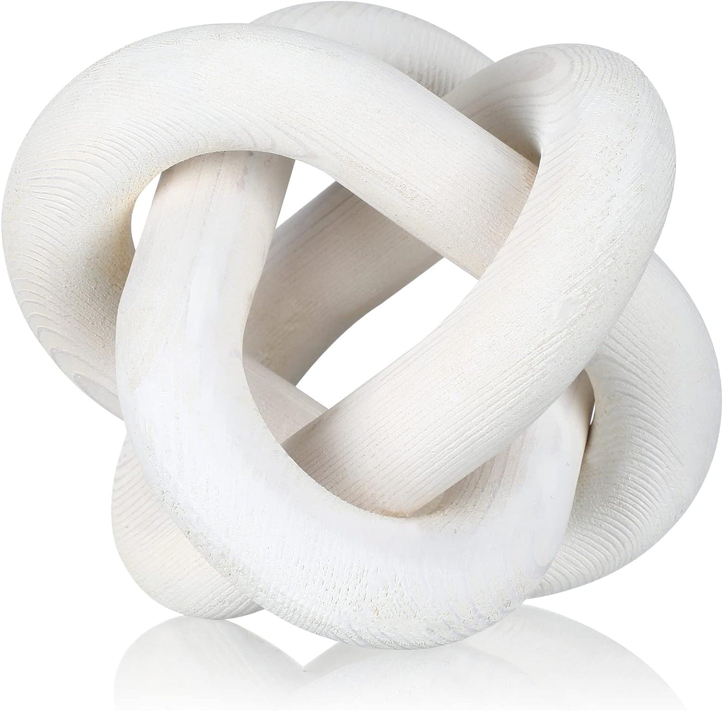 Hand-Carved White Wood Knot – 3-Link Boho Chain Decor for Coffee Table & Shelves
