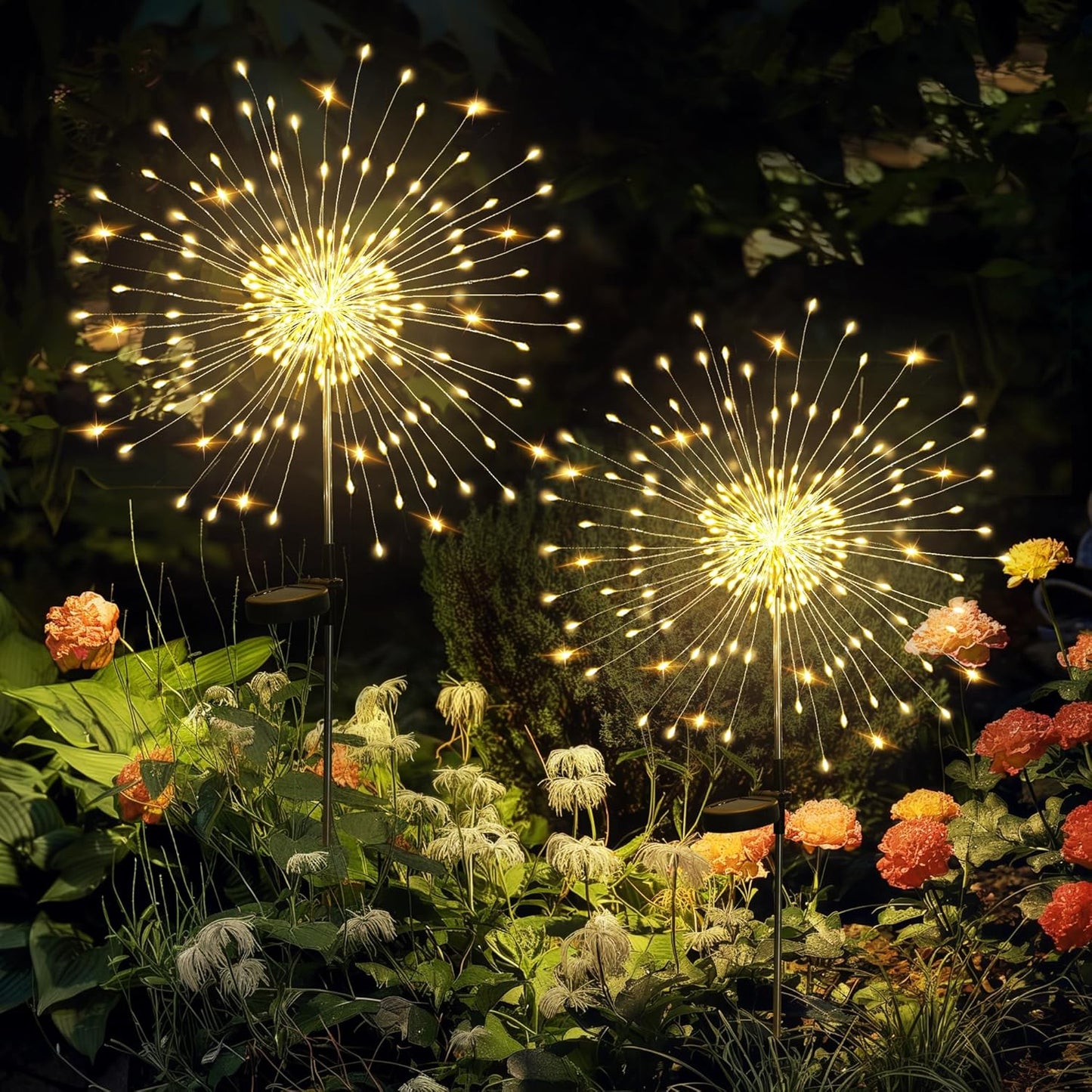 120 LED Solar Garden Lights (2-Pack) – Warm White Outdoor Fairy Lights for Yard, Pathway, Flowerbeds & 4th of July Decor