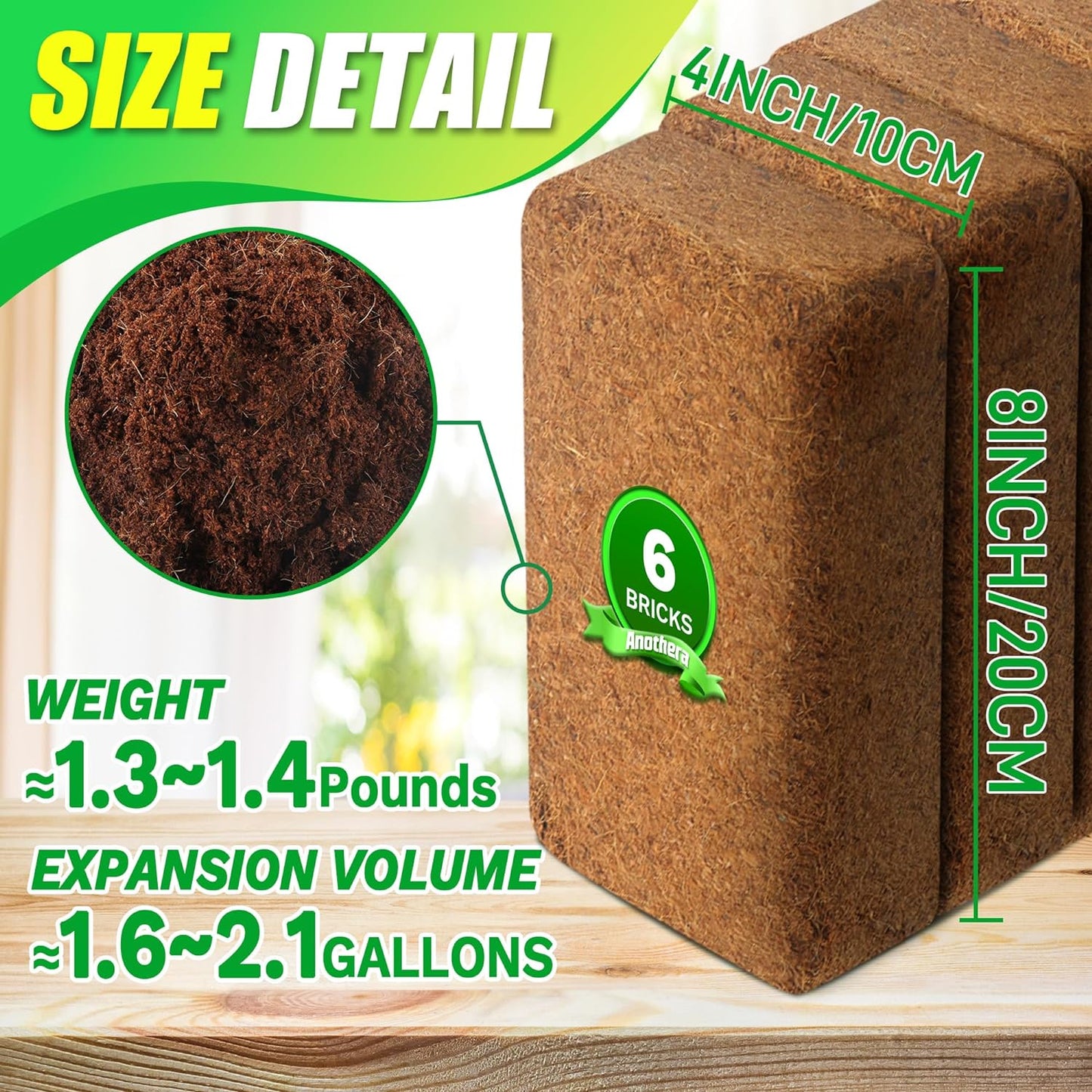 6-Pack Organic Coco Coir Bricks – Compressed Coconut Fiber Soil for Gardening & Potting
