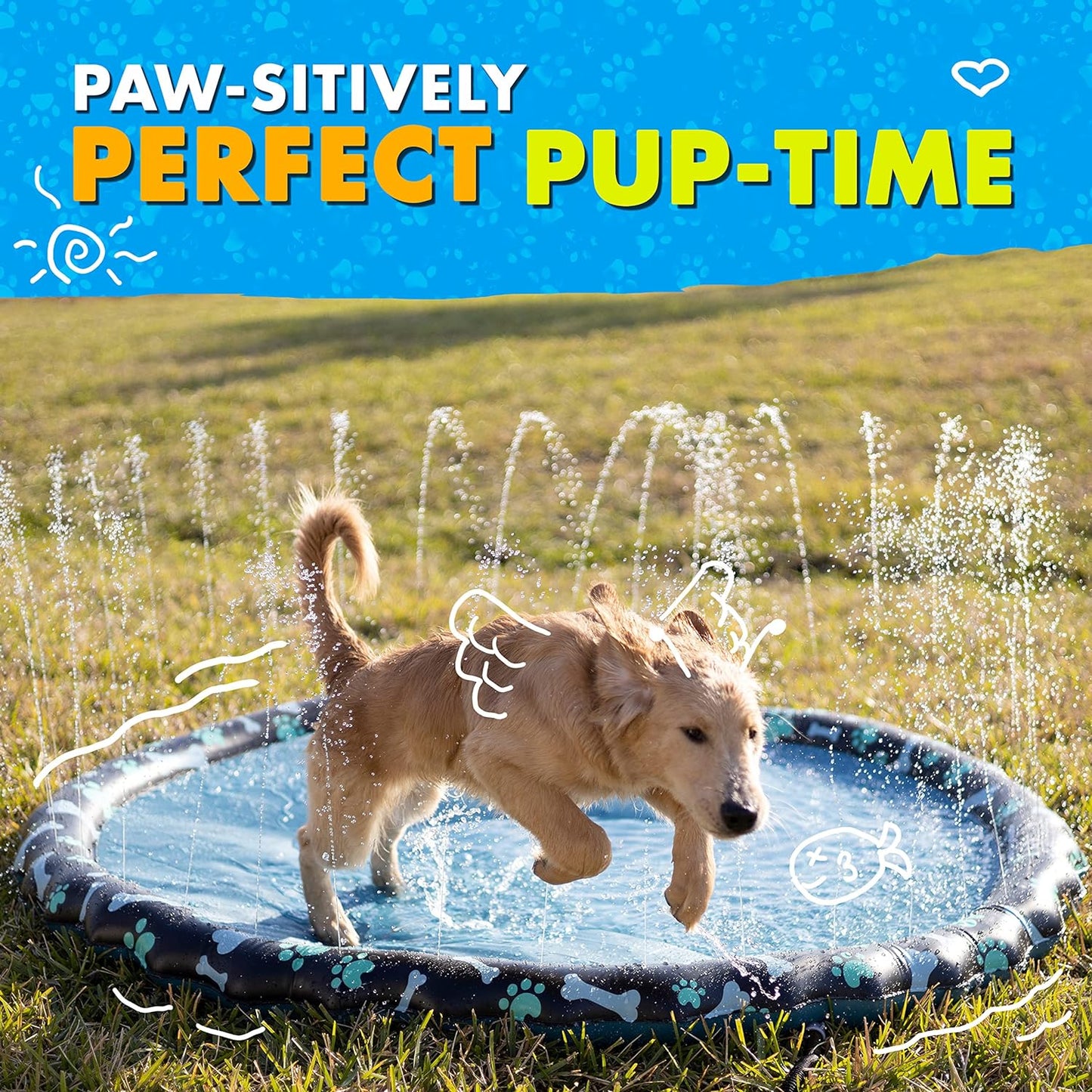 Non Slip Extra Large Splash Pad Sprinkler 69” for Kids & Dogs – Summer Water Toy & Baby Pool for Toddlers 1-3 & Kids 4-8