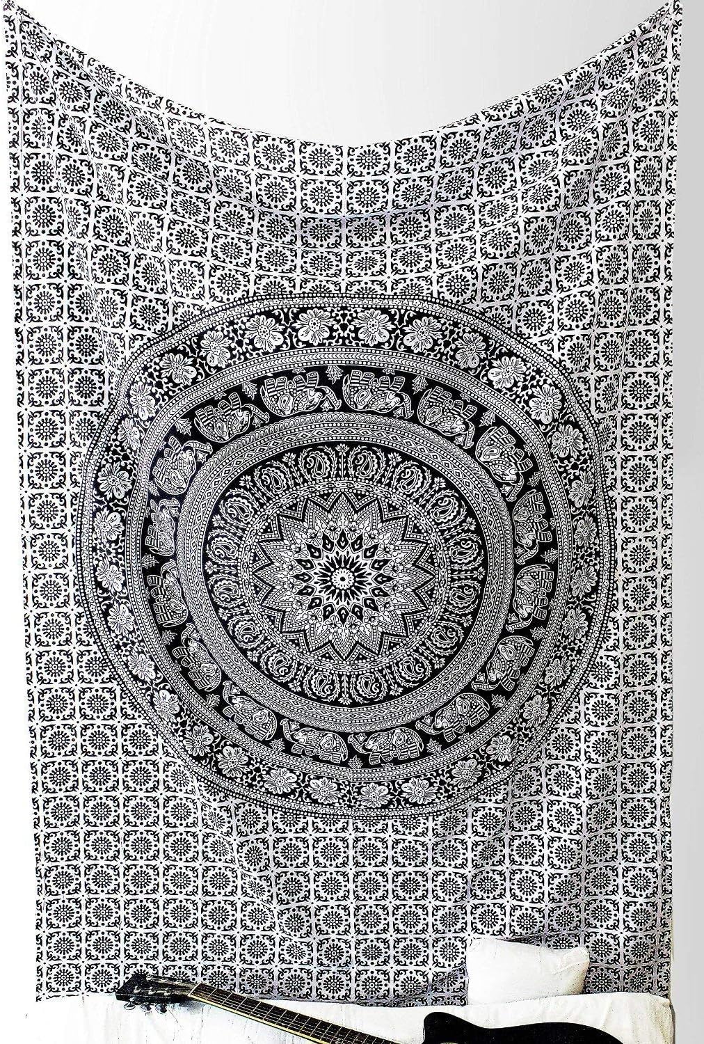 Wall Hanging Tapestry for Bedroom – Bohemian Hippie Mandala with Floral Indian Design, Dorm Decor 30x40 Inch