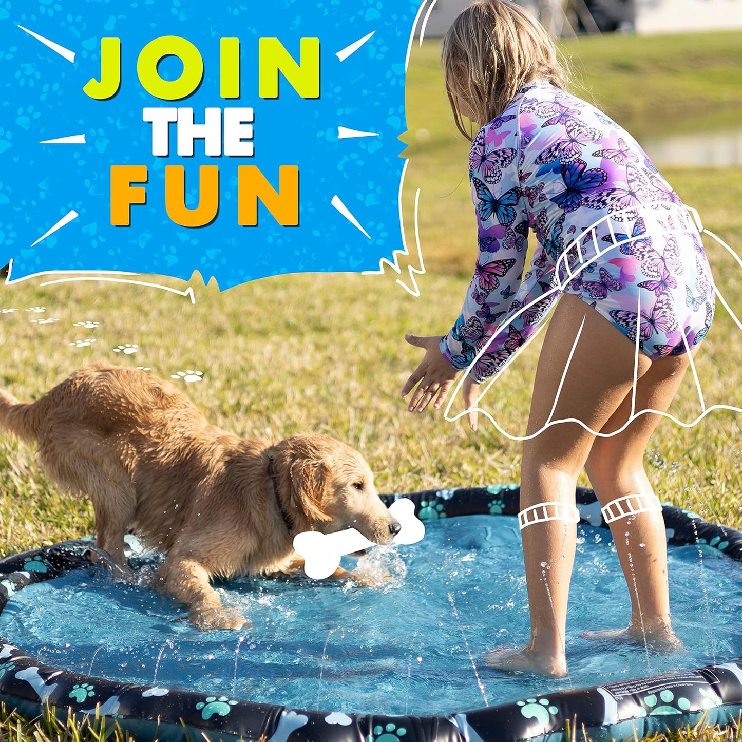 Non Slip Extra Large Splash Pad Sprinkler 69” for Kids & Dogs – Summer Water Toy & Baby Pool for Toddlers 1-3 & Kids 4-8
