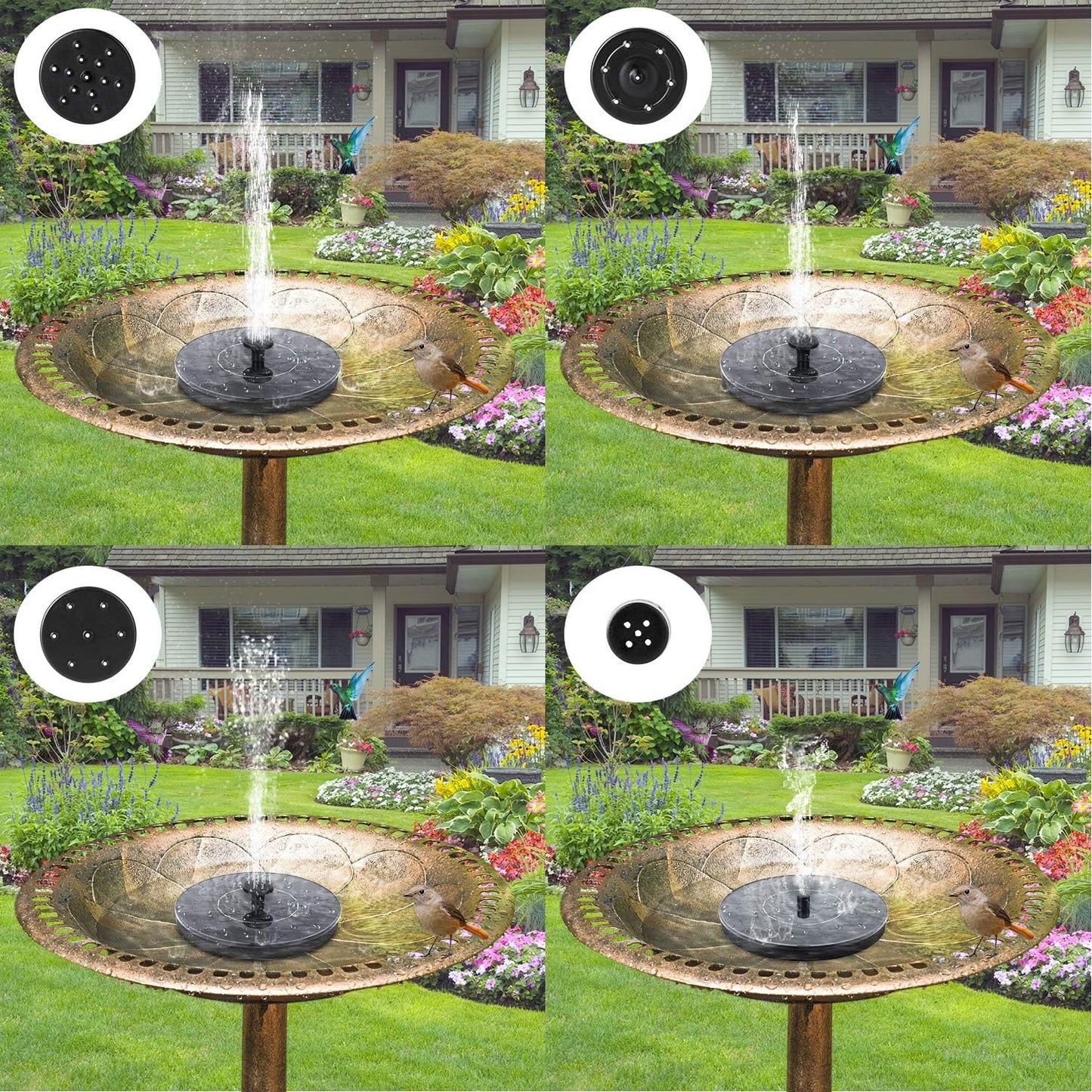 1W Solar Bird Bath Fountain Pump – 6 Nozzles, Floating Design