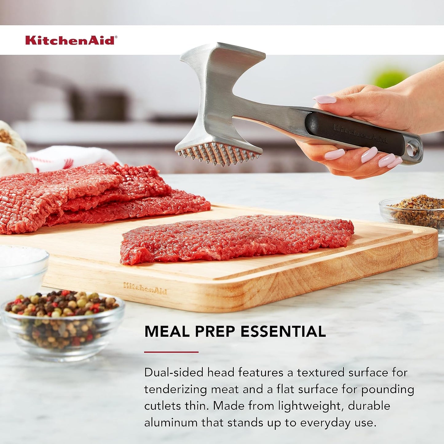 Multi-Sided Gourmet Meat Tenderizer Tool – Black, One Size