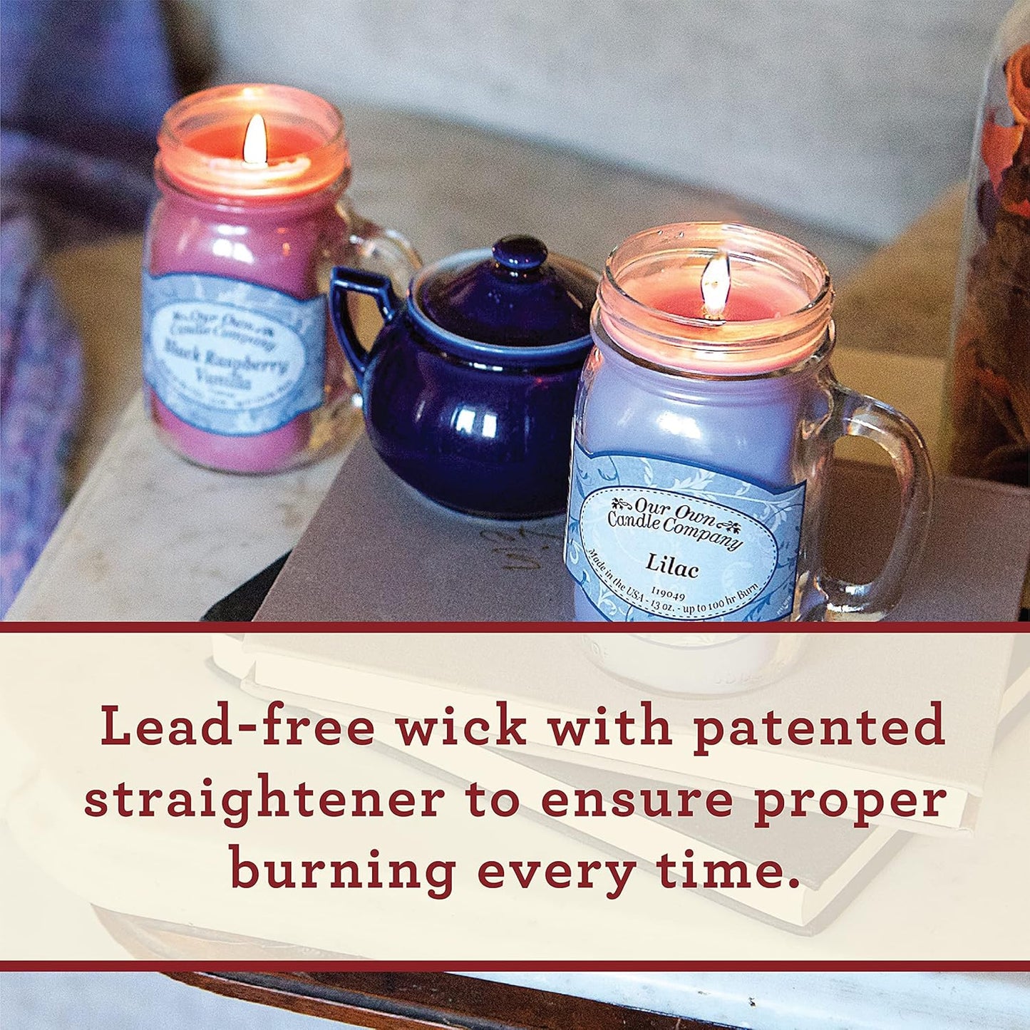 Strawberries & Cream Scented Mason Jar Candle – 100-Hour Burn, 13 oz