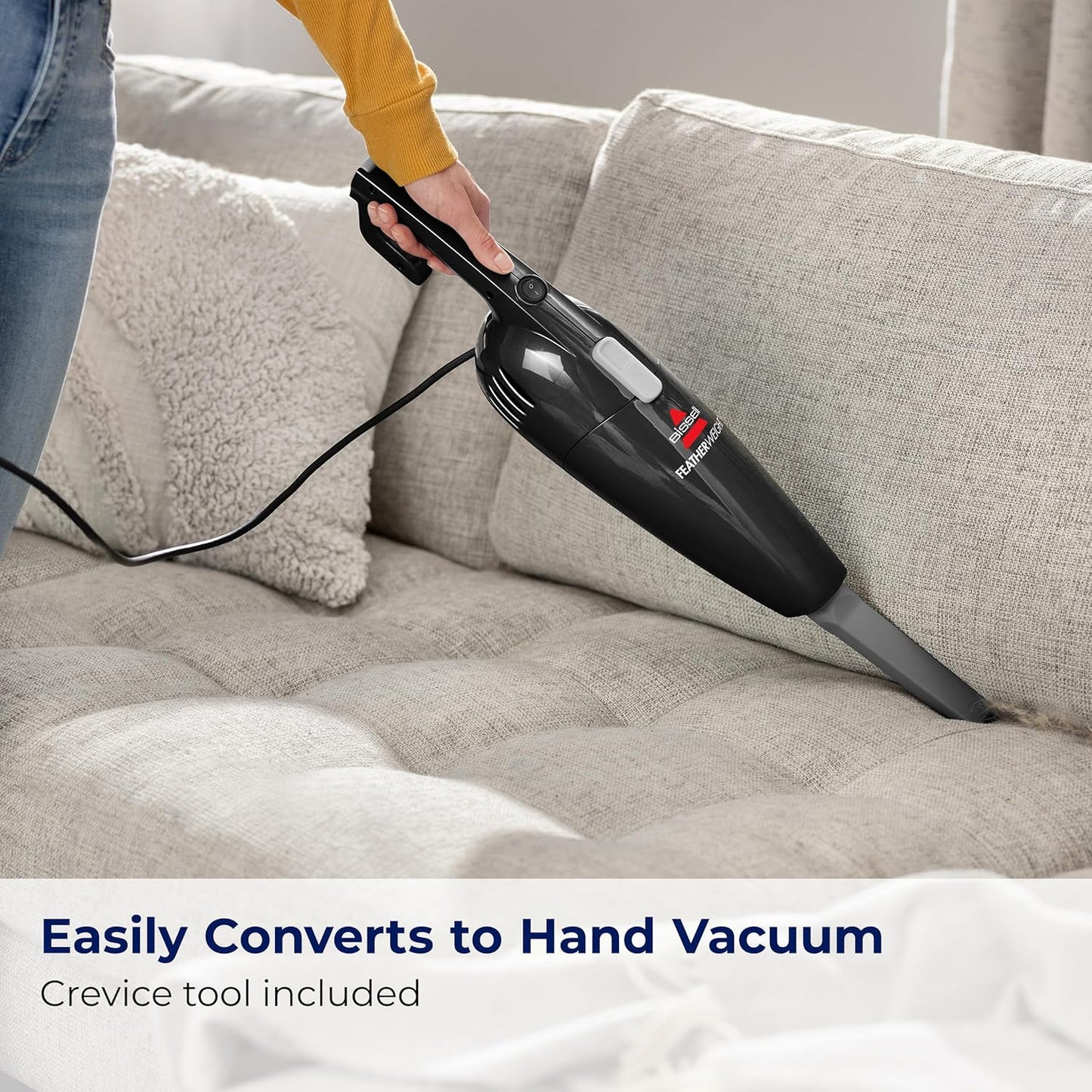 Featherweight Stick Vacuum – Ultra-Light Bagless Cleaner with Crevice Tool (Model 2033M, Black)