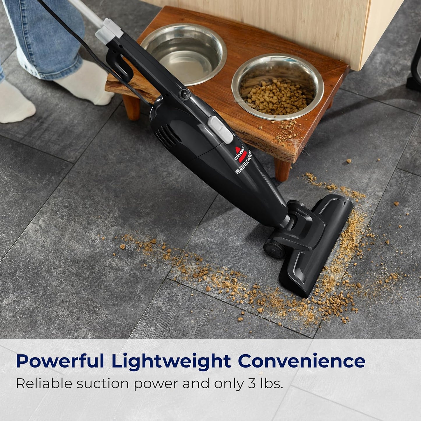 Featherweight Stick Vacuum – Ultra-Light Bagless Cleaner with Crevice Tool (Model 2033M, Black)