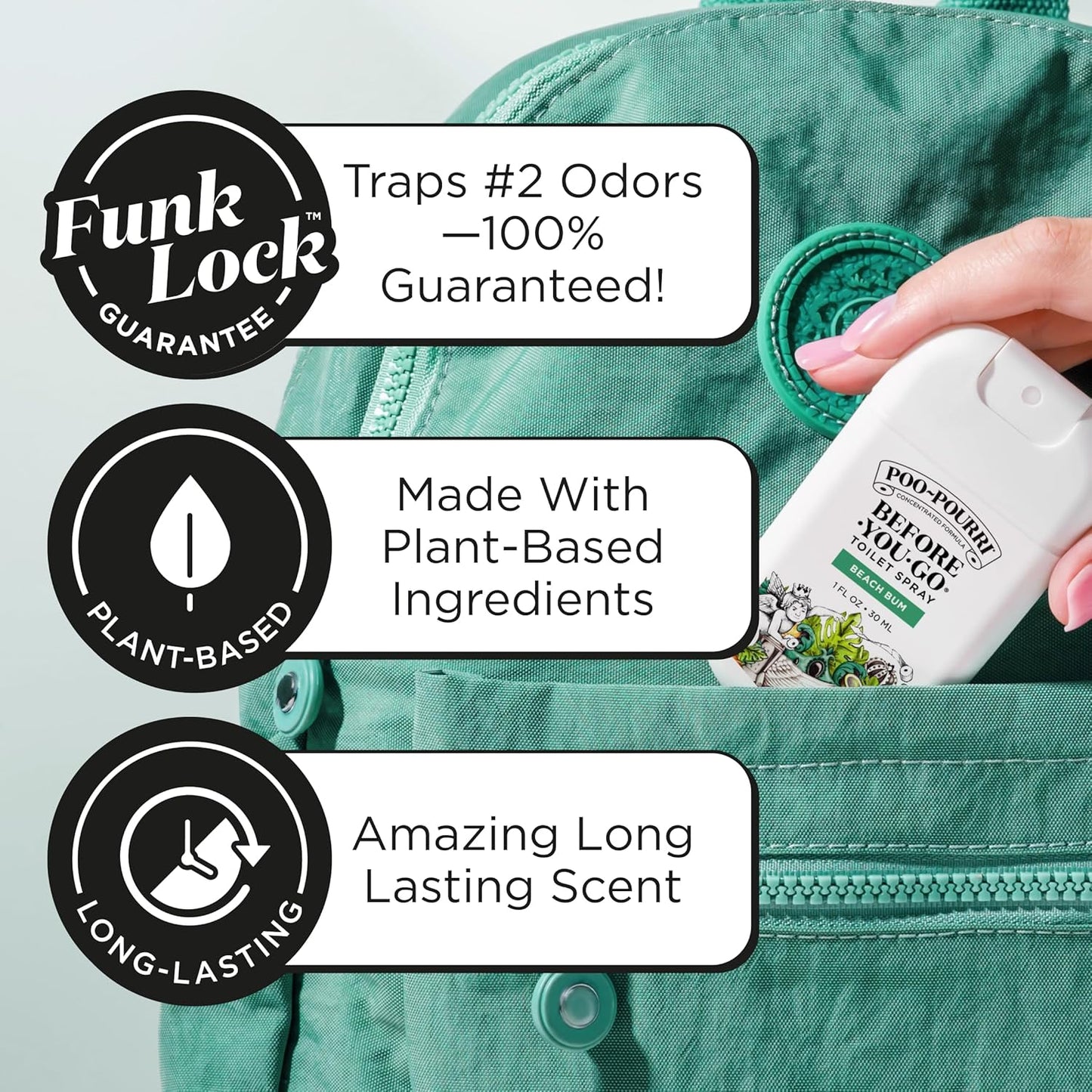 Before-You-Go Toilet Spray – Beach Scent (Coconut, Orchid & Praline) Pocket Odor Eliminator with Essential Oils