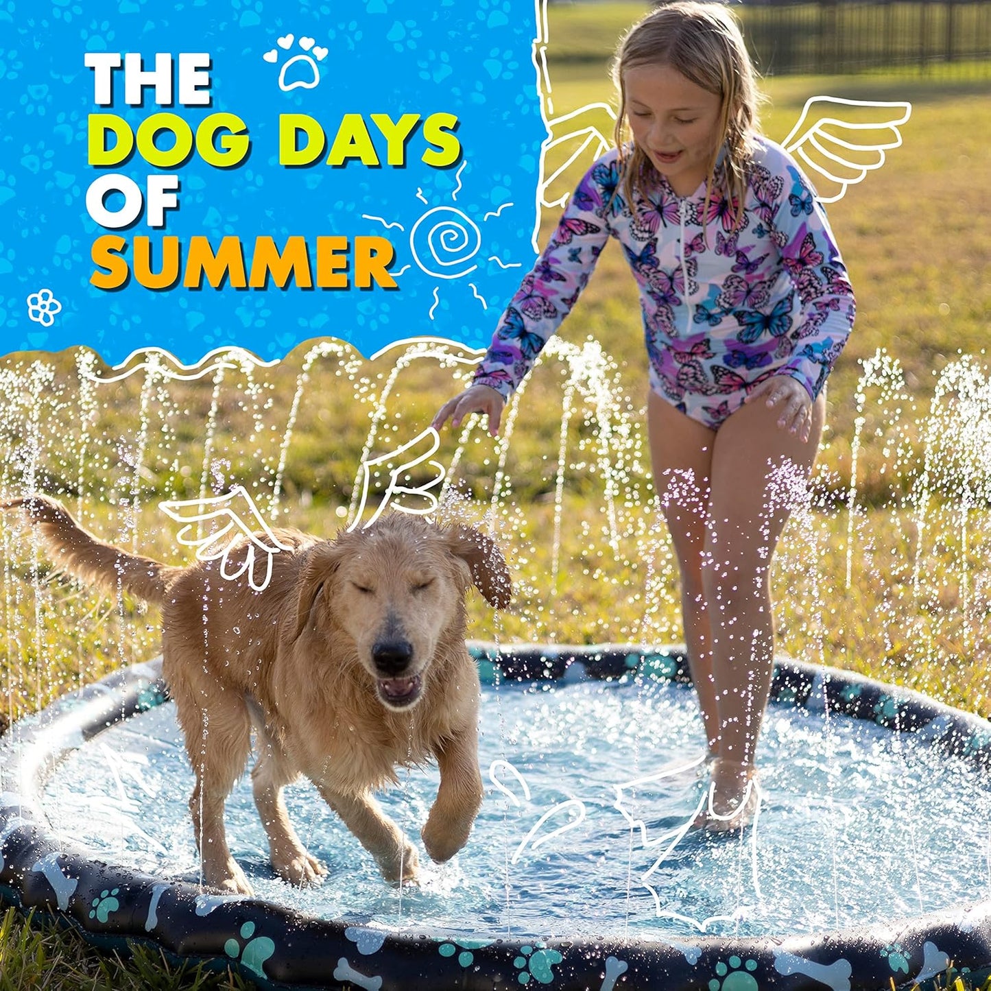 Non Slip Extra Large Splash Pad Sprinkler 69” for Kids & Dogs – Summer Water Toy & Baby Pool for Toddlers 1-3 & Kids 4-8