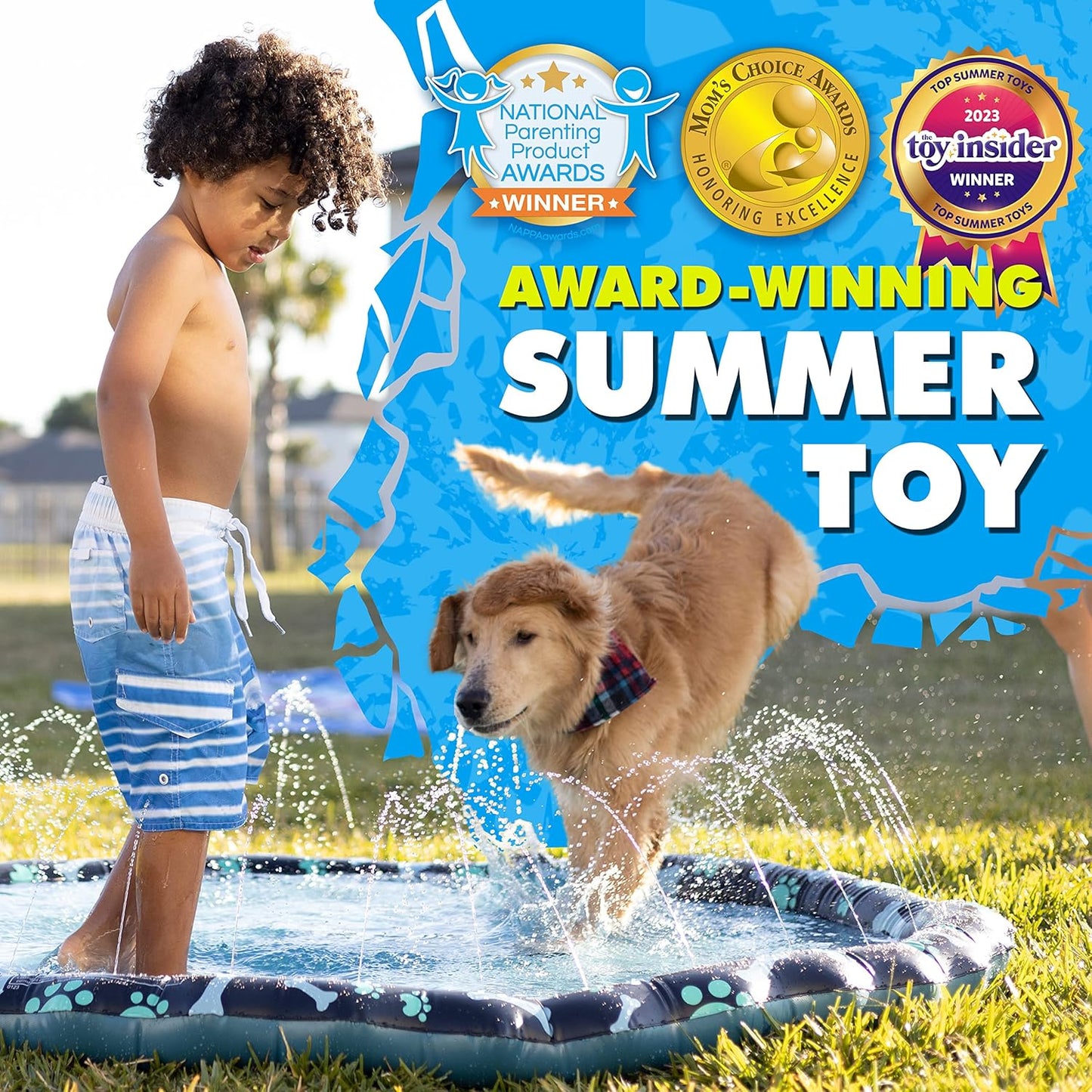 Non Slip Extra Large Splash Pad Sprinkler 69” for Kids & Dogs – Summer Water Toy & Baby Pool for Toddlers 1-3 & Kids 4-8