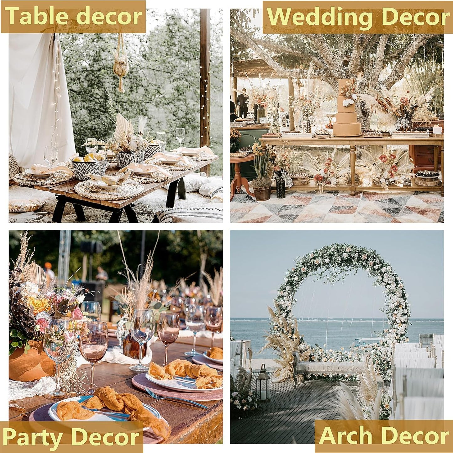 Dried Pampas Grass Bouquet – 120 PCS White & Brown Bunny Tails and Reed Flowers for Boho, Rustic, and Wedding Decor