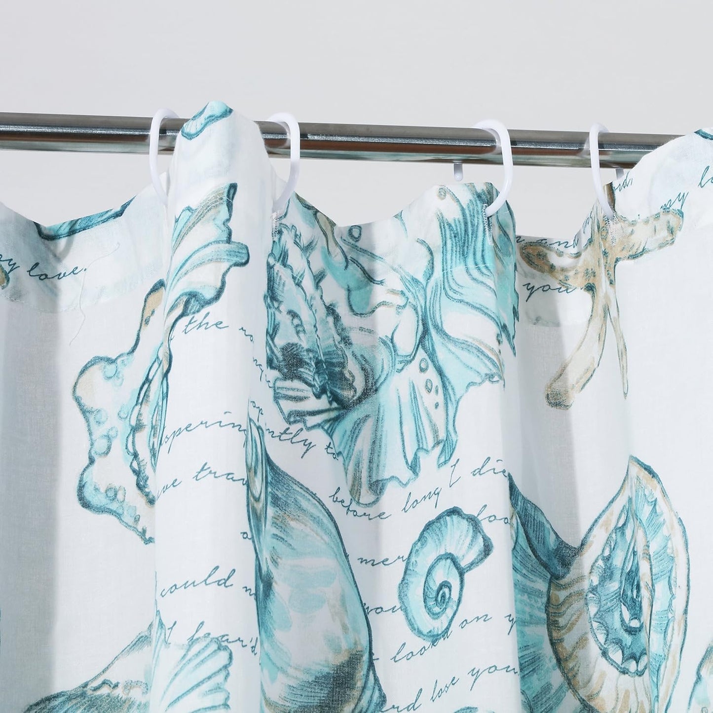 Fabric Sensations Shower Curtain, Stylish Bathroom Decor, Machine Washable, 72 Inches X 72 Inches, Cruz Coastal White