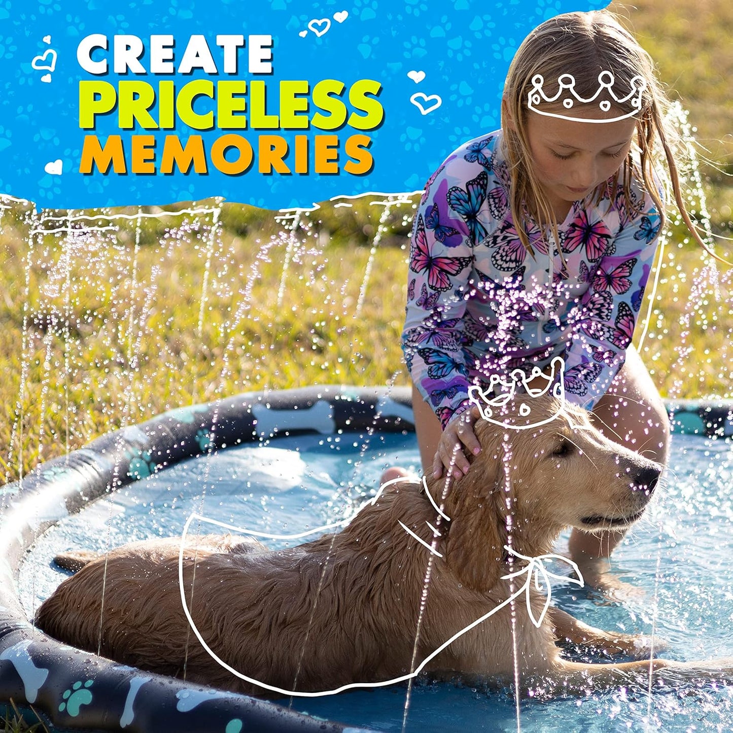Non Slip Extra Large Splash Pad Sprinkler 69” for Kids & Dogs – Summer Water Toy & Baby Pool for Toddlers 1-3 & Kids 4-8