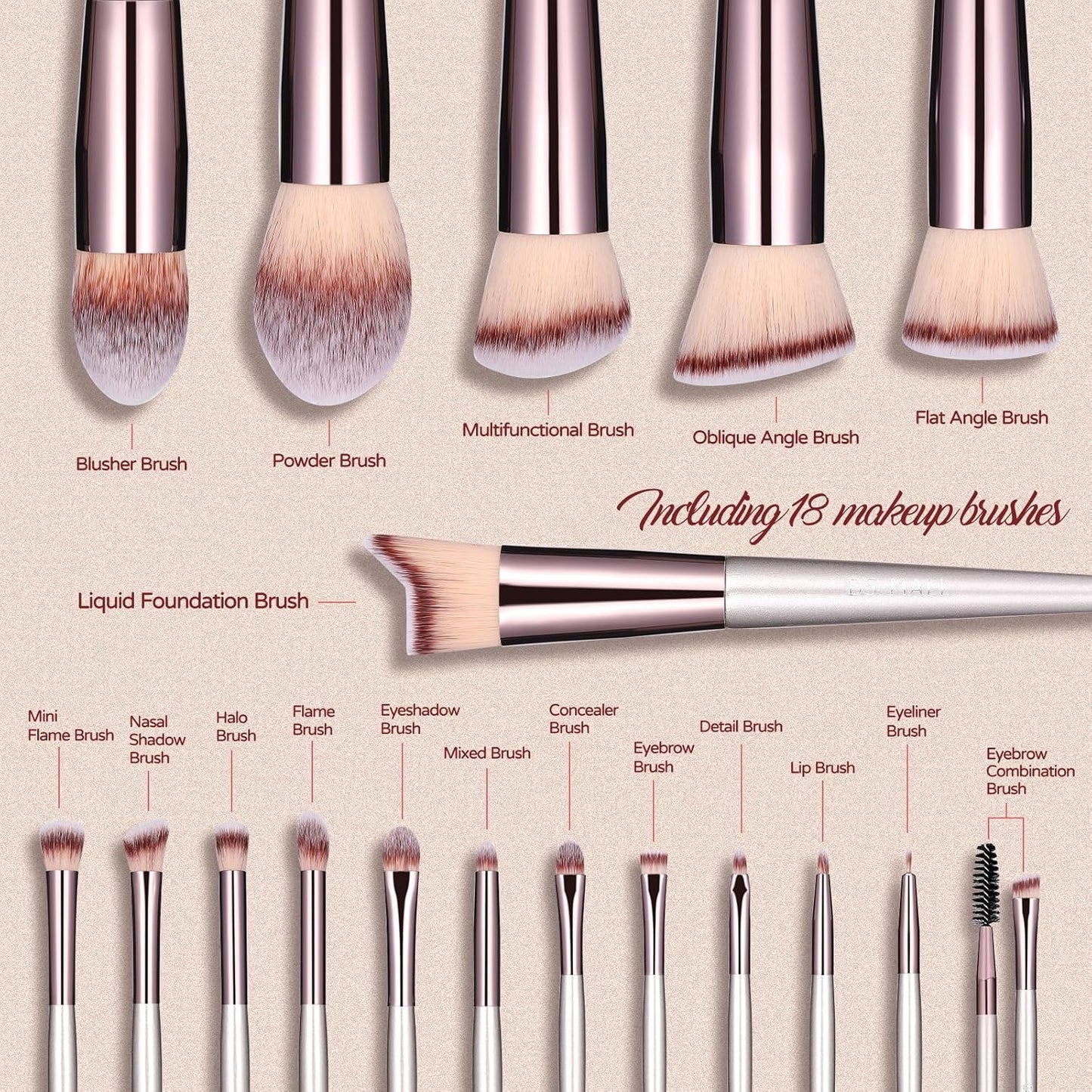 18-Piece Professional Makeup Brush Set – Premium Synthetic Brushes with Black Travel Case for Foundation, Powder, Eyeshadow & More