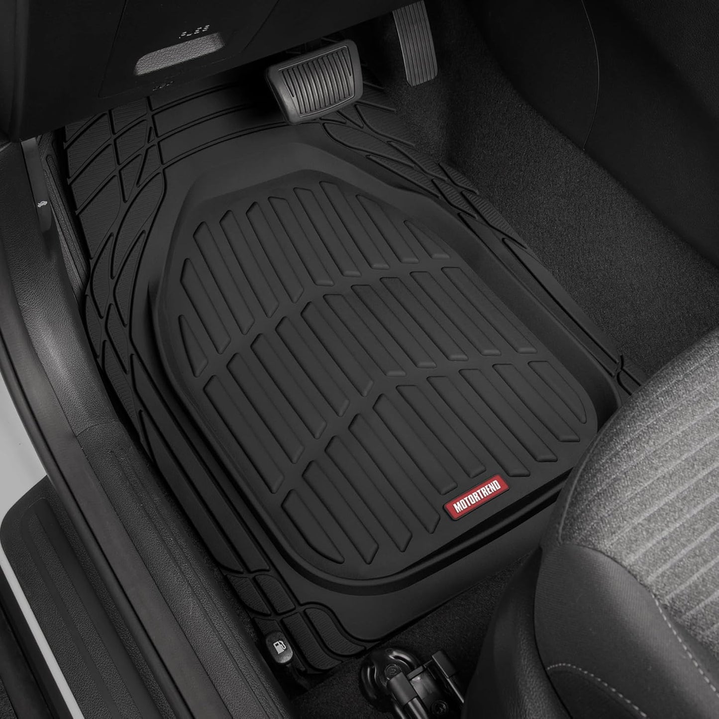 Flextough Floor Mats for Cars, Black Deep Dish All-Weather Mats, Waterproof Trim-To Fit Automotive Floor Mats for Cars Trucks SUV, Universal Floor Liner Car Accessories