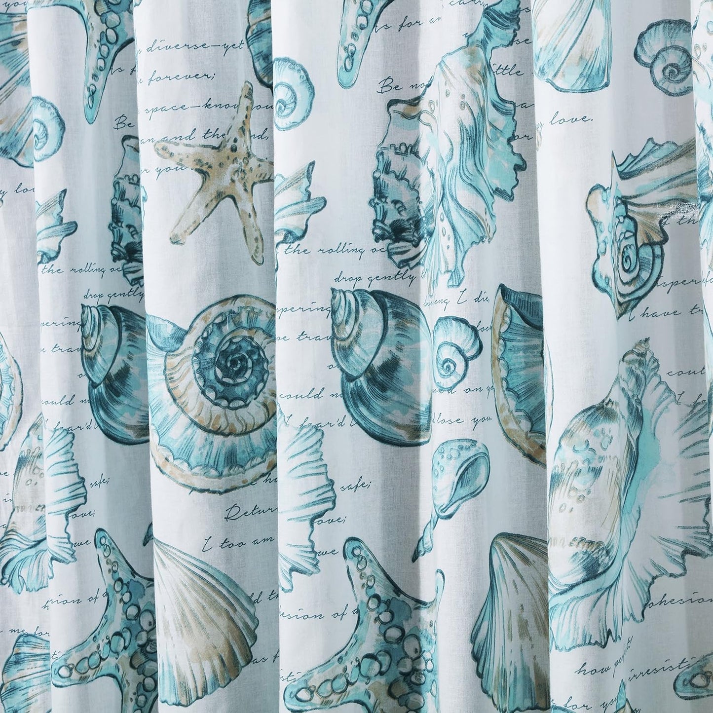 Fabric Sensations Shower Curtain, Stylish Bathroom Decor, Machine Washable, 72 Inches X 72 Inches, Cruz Coastal White