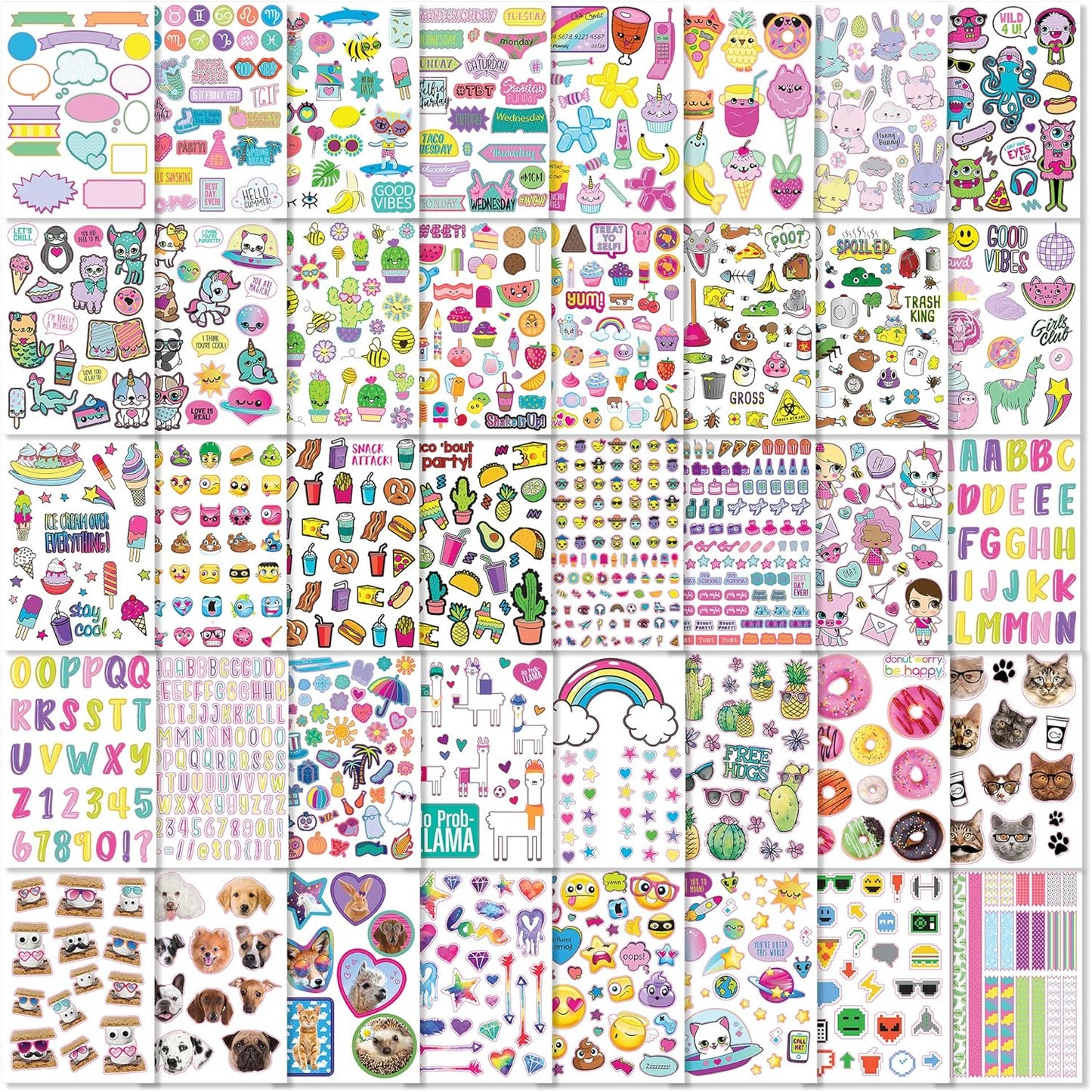 1000+ Cute Stickers for Kids – 40-Page Fun Craft Sticker Book for Ages 6+