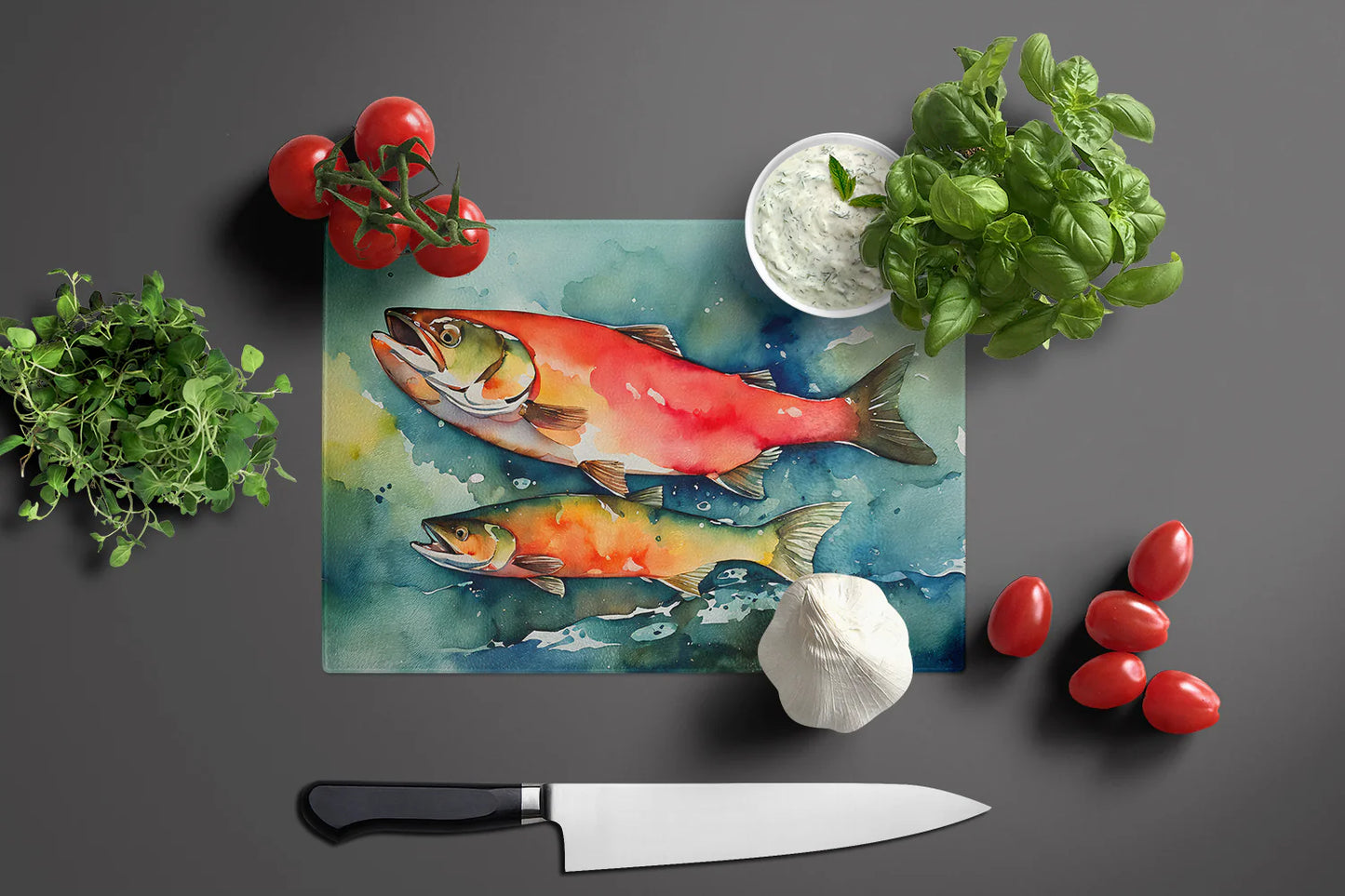 Salmon Glass Cutting Board