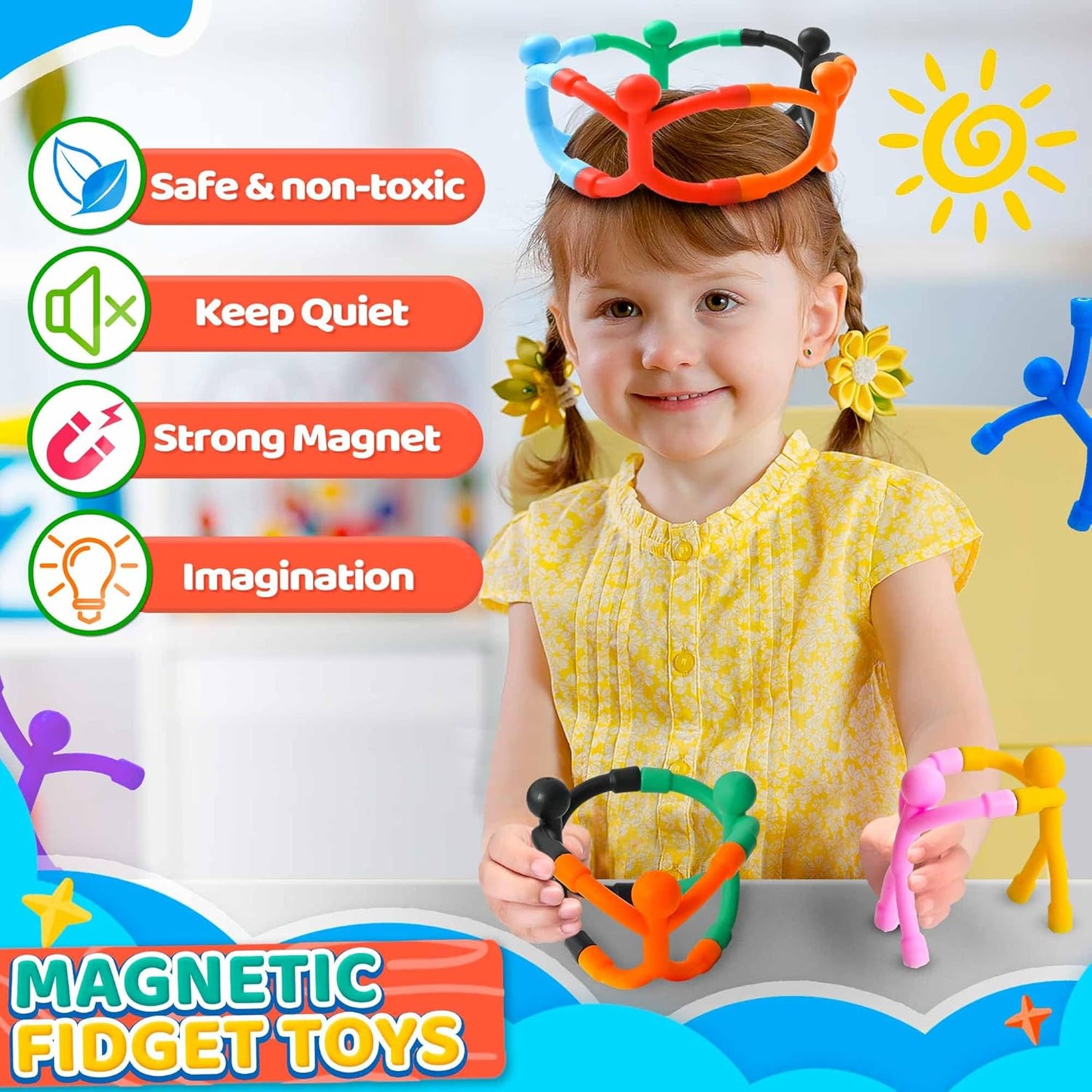 Magnetic Travel Toys for Toddler 5PCS, Airplane Travel Activities Essential Fidget Toys for Kids Road Trip Sensory Toy, Fridge Magnet for Toddler 3 4 5 6 7 8 Year Old, Gifts for Boys and Girls