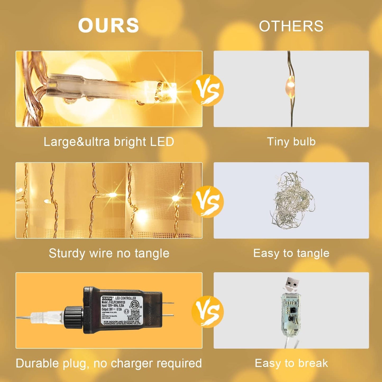 300 LED Warm White Fairy Curtain Lights – Remote-Controlled Plug-In String Lights for Indoor/Outdoor Wall & Window Decor