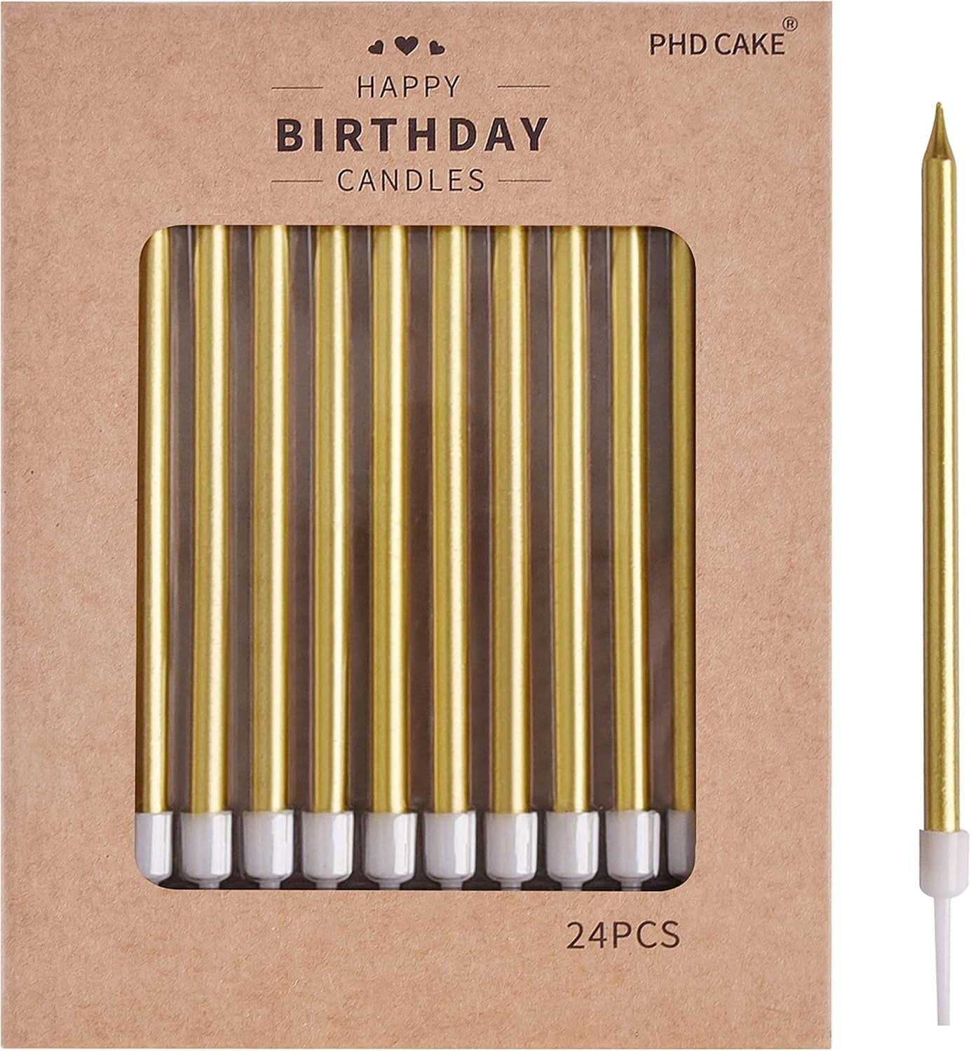 Elegant Gold Metallic Birthday Candles – Long Thin Cake Candles for Parties & Weddings