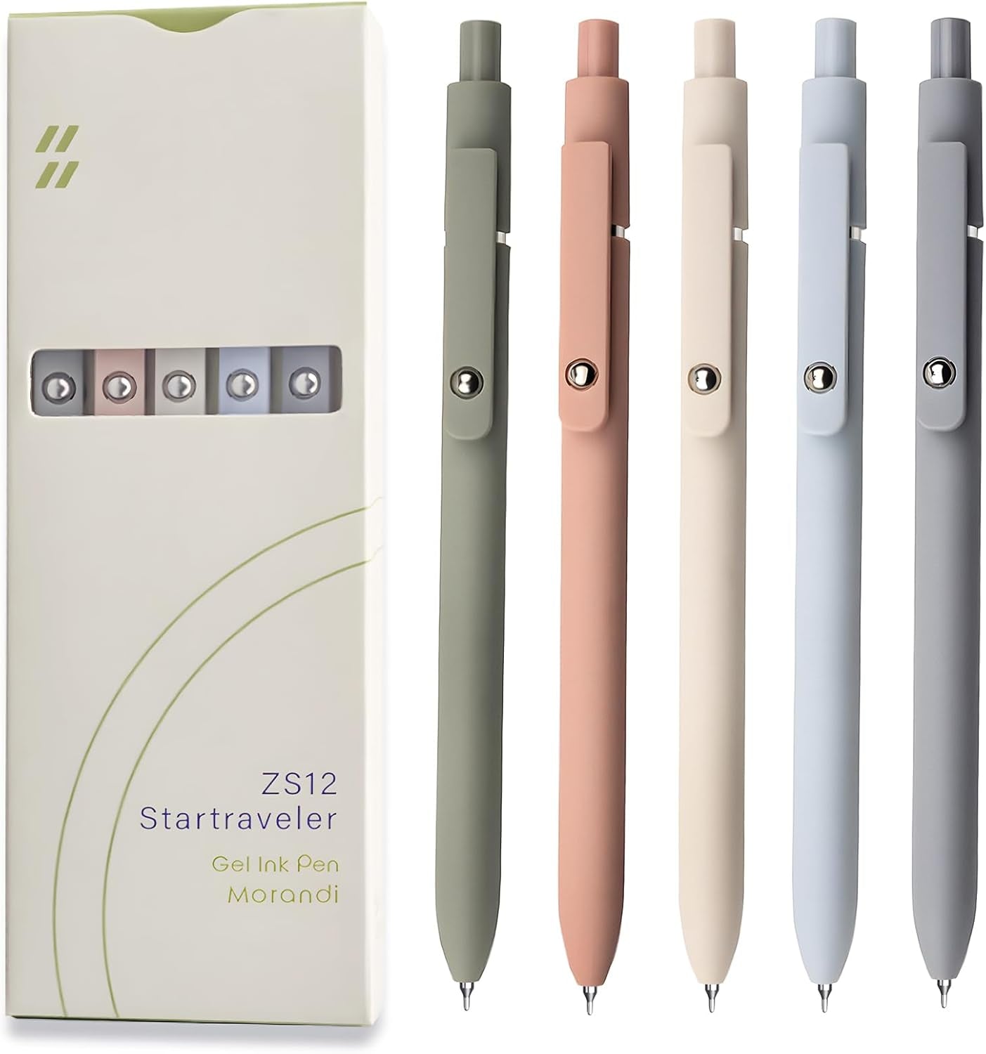 Morandi Gel Pens – 5-Piece Fine Point Black Ink Set (0.5mm) for Journaling & Office Use