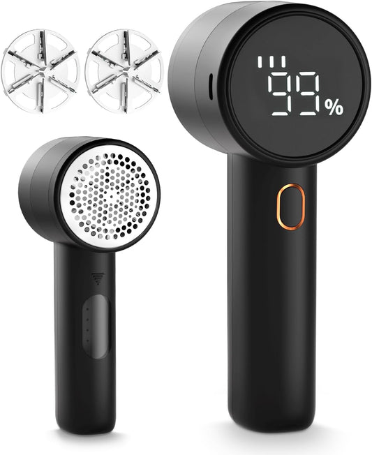 Rechargeable Fabric Shaver – 3-Speed Electric Lint Remover with LED Display & 6-Leaf Blades