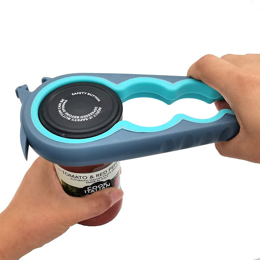 Multi Jar & Bottle Opener – Easy Grip Tool for Weak Hands & Seniors with Arthritis (Blue & Grey)